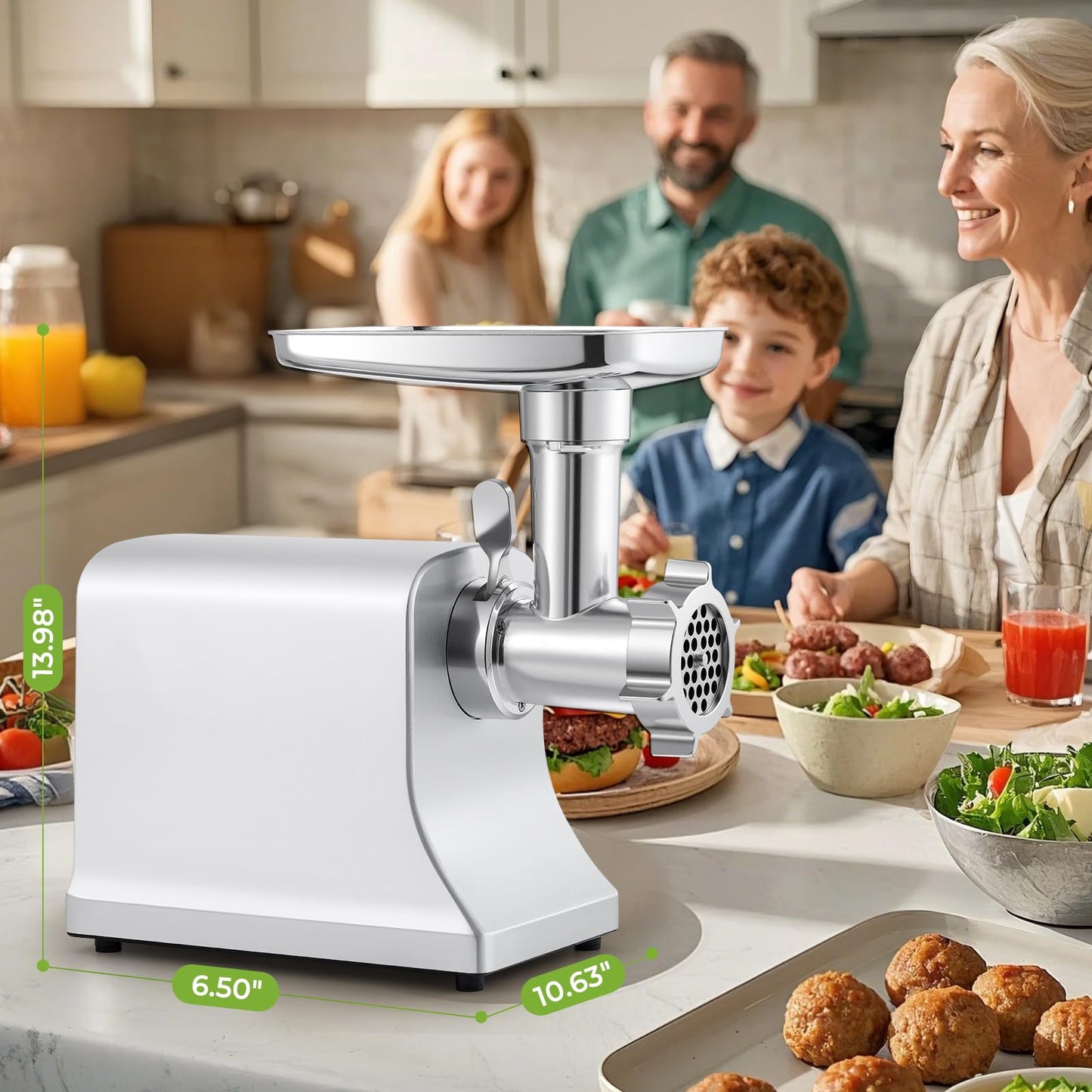 Flyseago Electric Meat Grinder 3200w Commercial Heavy Duty Metal Gearbox Meat Grinder and Sausage Stuffers, Kubbe Kit for Household Use & Commercial
