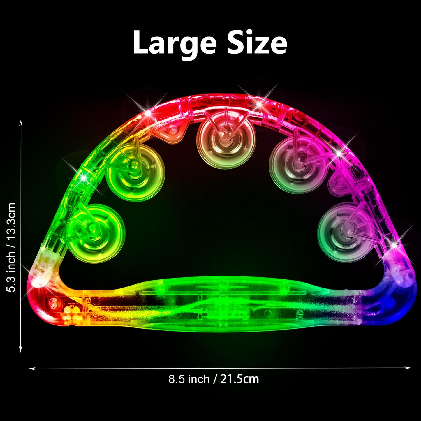 Light Up Tambourines for Adults, Sensory Toys for Kids with Autism，Musical gifts and Karaoke toys for special needs kids, Fun Neon Glow for Birthdays & Concerts (1 PCS)