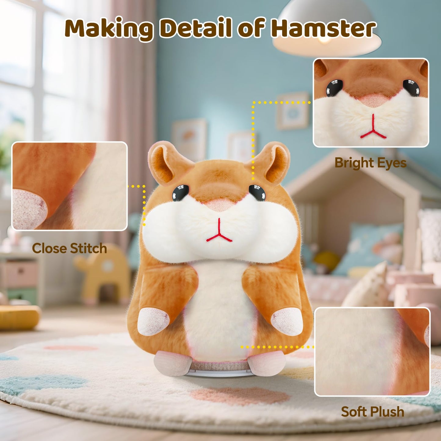 SANJOIN Kids Toddler Toys for Ages 2-4, Talking Hamster Repeats What You Say for Boys Girls, Interactive Plush Repeating Toy Gifts for 2 3 4 5 6 8 Year Old Boy Girl Birthday Gift (Brown)