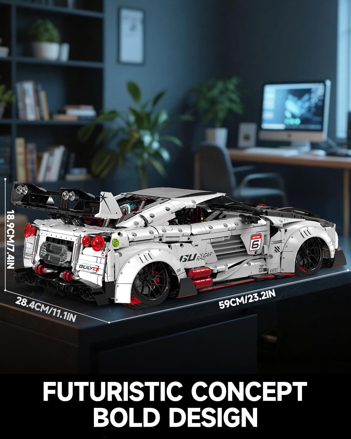 JTBBOY 1:8 Scale Race Car Building Set for Adults, Model Kit for Adults to Build, Collectible Car Building Kits, Supercar with Authentic Features,Display Model for Home or Office(3939PCS)