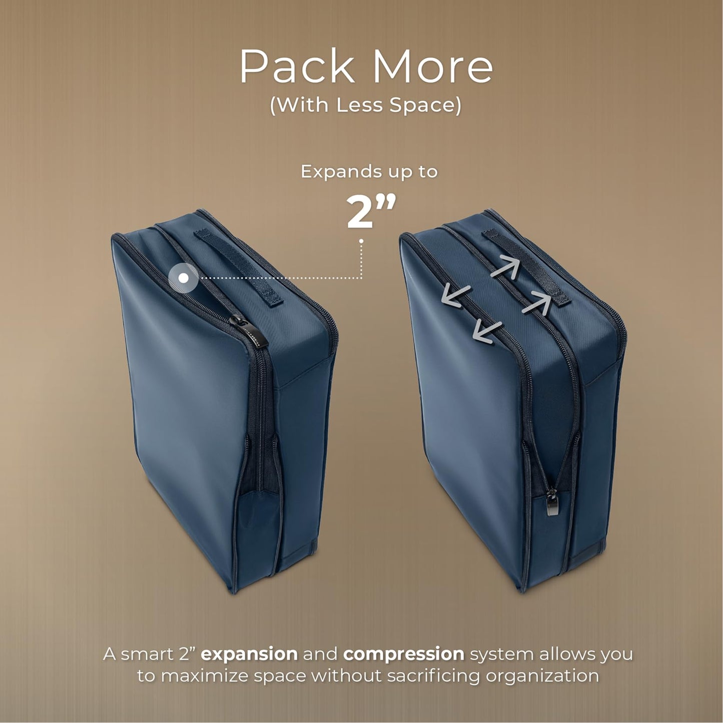 Briggs & Riley Carry On Compression Packing Cube Set - Bag Organizer for Suitcase & Luggage, For Women & Men, Pack Accessories for Vacation - Travel Must Haves, 3-Piece, Navy
