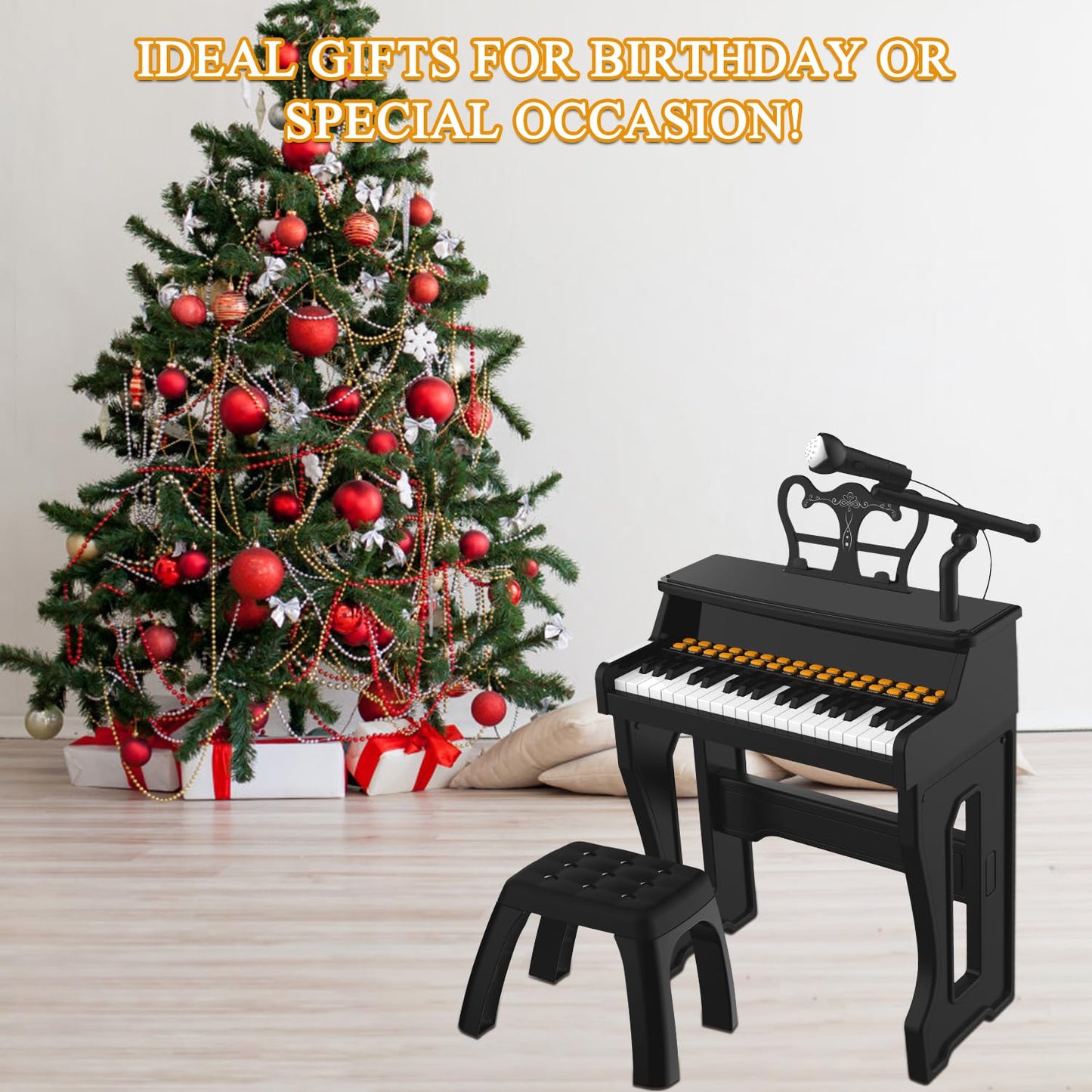 Dollox Keyboard Piano for Kids, Toddler Piano Toys 37 Keys Kid Musical Instruments Electric Keyboard Baby Pianos for Beginners Mini Music Toy with Stool, Birthday Gift for Age 3 4 5 6 Years Old