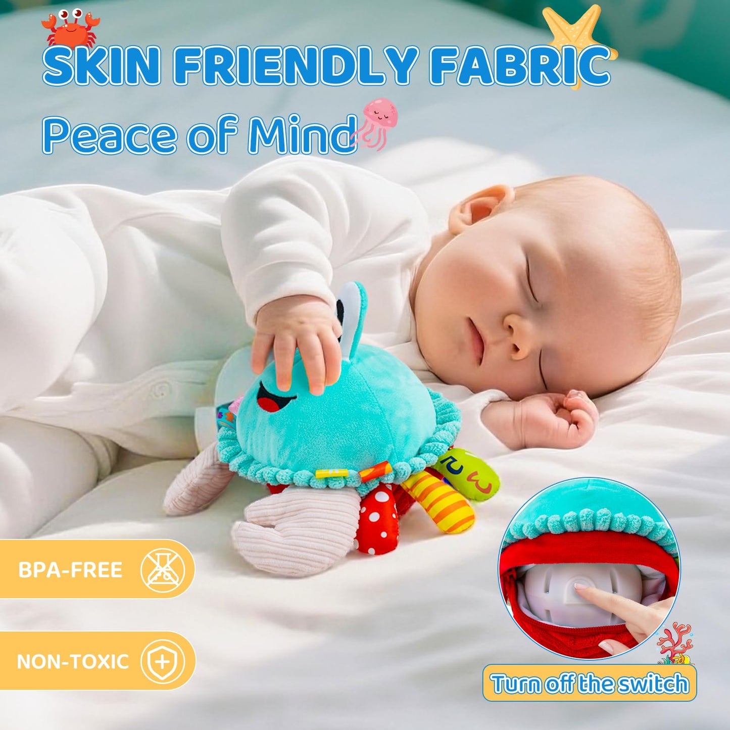 Baby Toys 12-18 Months, Musical Crawling Crab Baby Plush Toy, 50 Songs & Recording Feature, Dancing Bouncing Interactive Baby Toddler Toys 6-12 Months, Tummy Time Toys for 1 Year Old Boys Girls Gifts