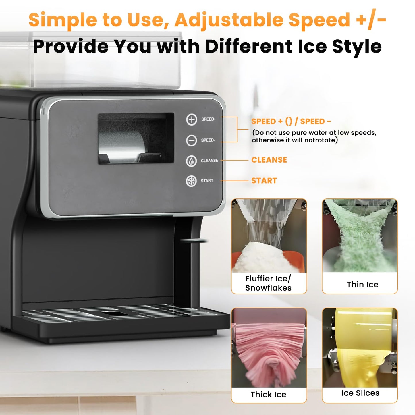 Snowflake Ice Machine, 180W Multi Shaved Ice Maker Machine, Ice Cream Maker for Home, Bar, Office, 0.6L/21 Ounce Slushie Maker, Homemade Shaved Ice, Slush, Milkshakes, 30s Fast Cooling