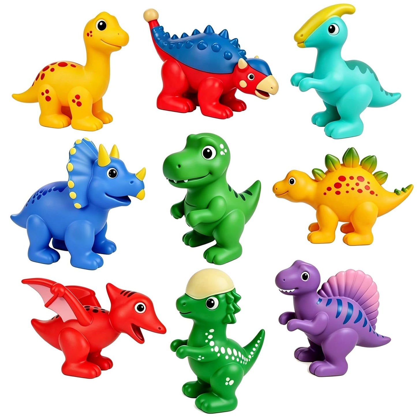 Bsenhe 9PCS Dinosaur Bath Toys for Kids, Mold Free Bath Toys for Toddlers, Float on Water Bathtub Toys for Babies 6-12 Months 1-6 Birthday Christmas Stocking Stuffers Gifts
