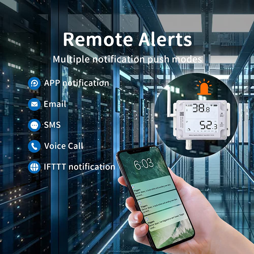 UbiBot GS1-A Smart WiFi Thermometer Hygrometer, IP65 Temperature & Humidity Data Logger, Device Sharing, Scheduled Reports, Multiple Alerts, Local Deployment, Alexa/IFTTT (2.4GHz WiFi)