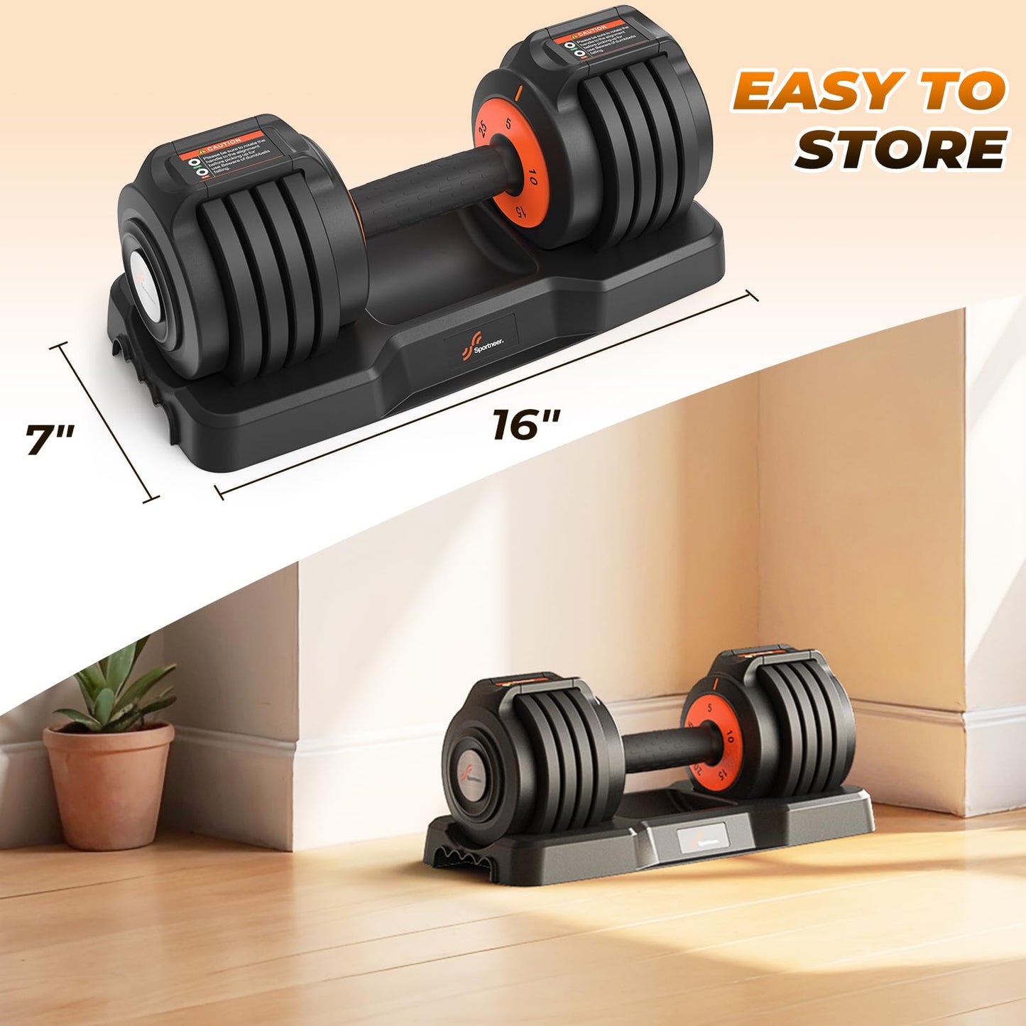 Adjustable Dumbbells Set of 2: Sportneer 5 in 1 Free Weights Dumbbells Set, Each 25 lbs Fast Adjust Weights with Anti-Slip Texture Handle for Men Women Home Gym Strength Training Equipment Pair