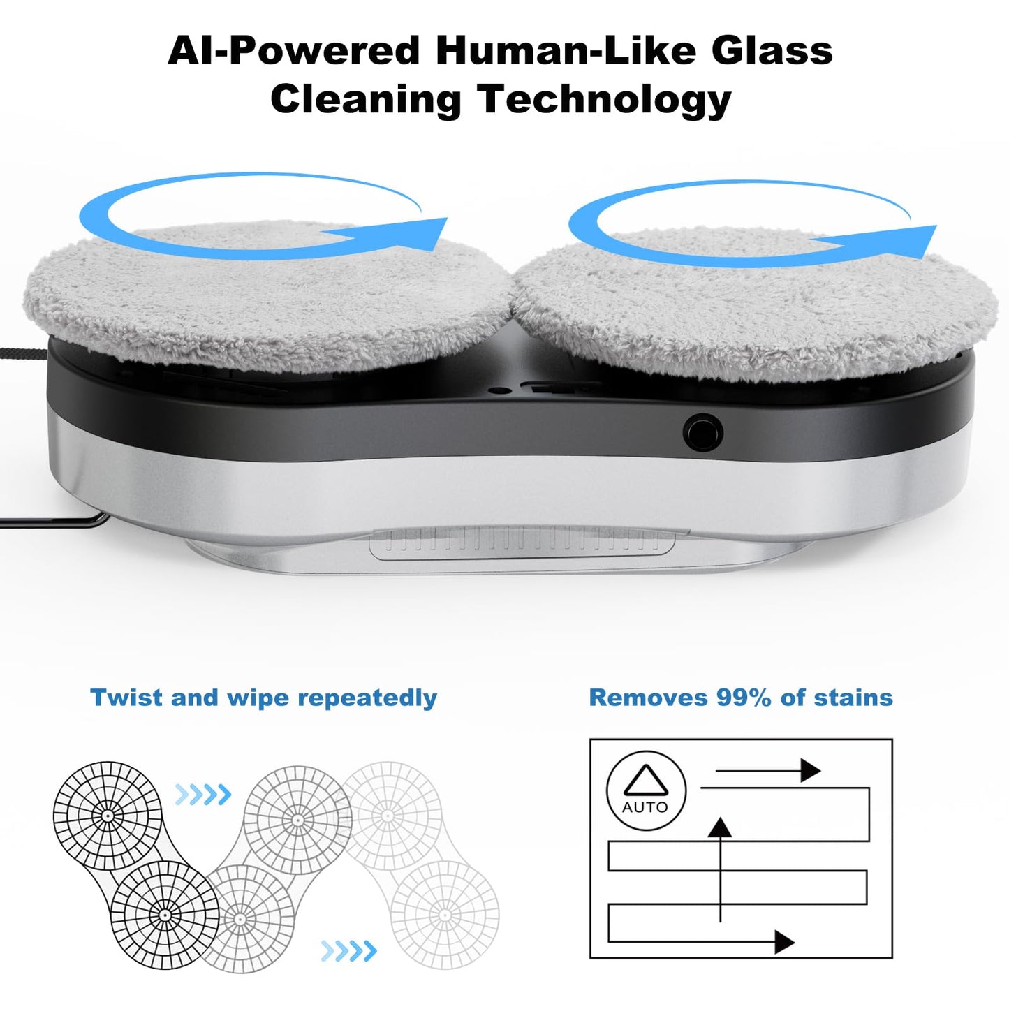 eTRY Automatic Window Cleaning Robot, Auto Dual Water Spray & AI Path Planning,Edge Detection & Remote Control, Smart Window Cleaner Robot for Highrise Glass Inside & Outside