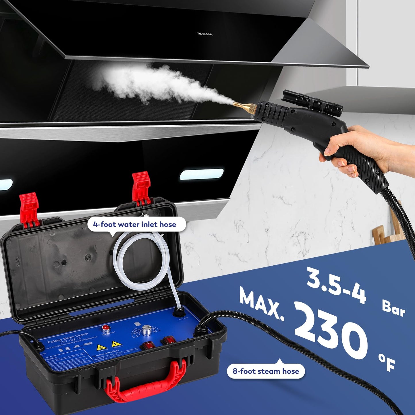 Moongiantgo Steam Cleaner, 1700W High Pressure Handheld Steamer for Cleaning, Chemical-Free Cleaning Machine for Home Use Bathroom Grout Tile Kitchen Grease Floor Gaps Auto Detailing