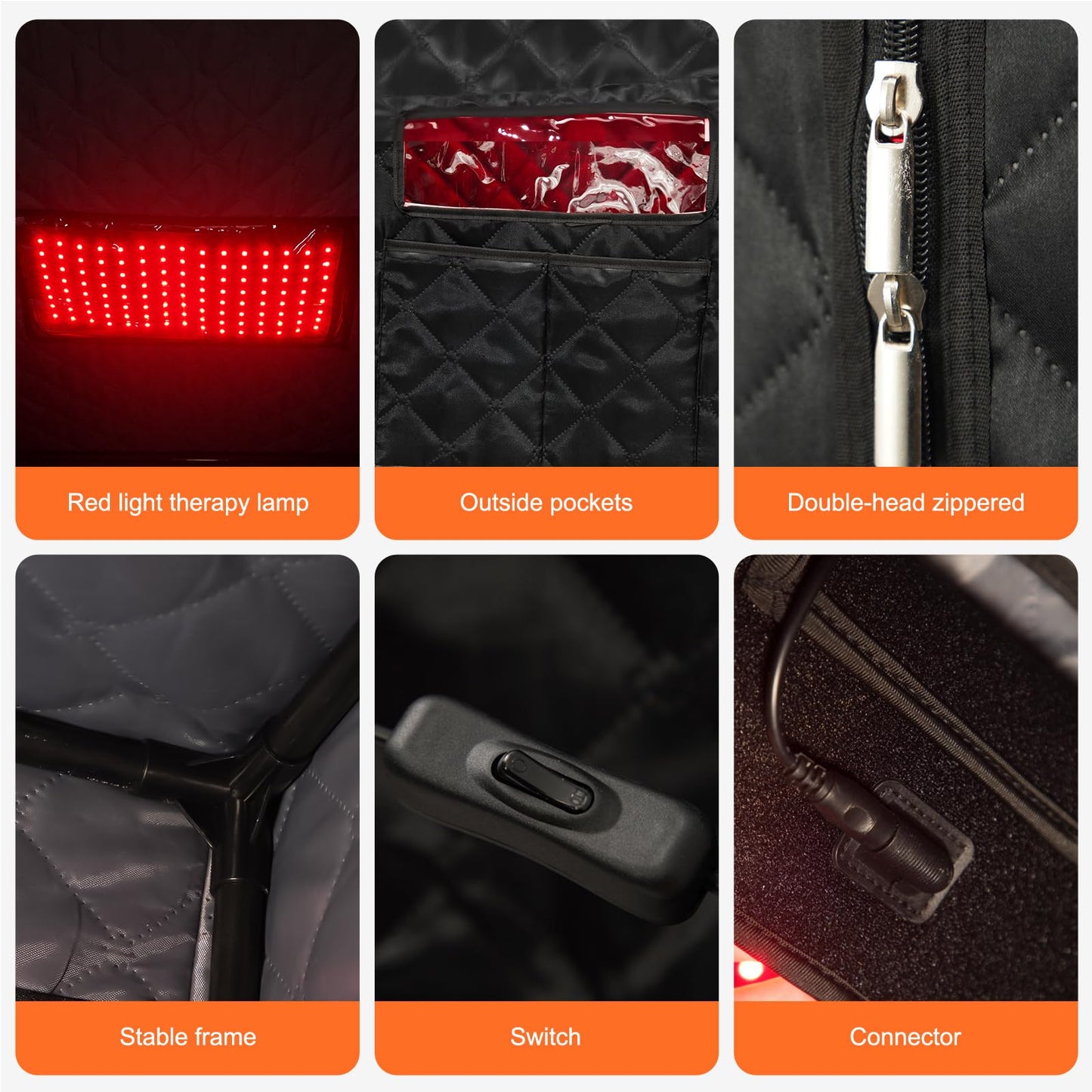 Gollense Red Light Sauna with Hot Air Machine, Portable Sauna for Home with 660nm Infrared Red Light Therapy Lamp, One Person Dry Sauna Box, 6ft-Tall Personal Thicken Tent with Foldable Chair