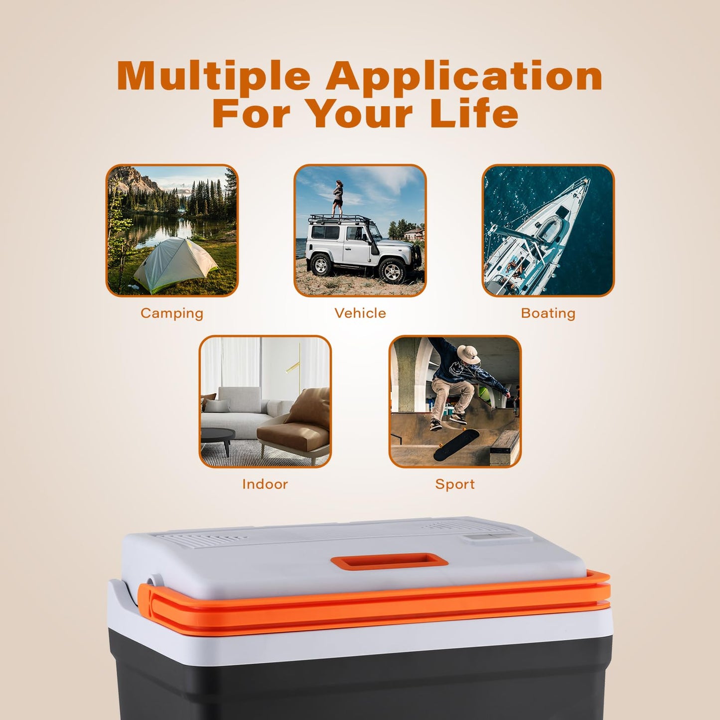 AooDen Upgrade 27 Quart (25Liter) Electric Car Cooler and Warmer with New Removable lid Design, Thermoelectric Iceless Cooler for Travel, Camping, Vehicles, Truck, Home - 12V DC and 120V