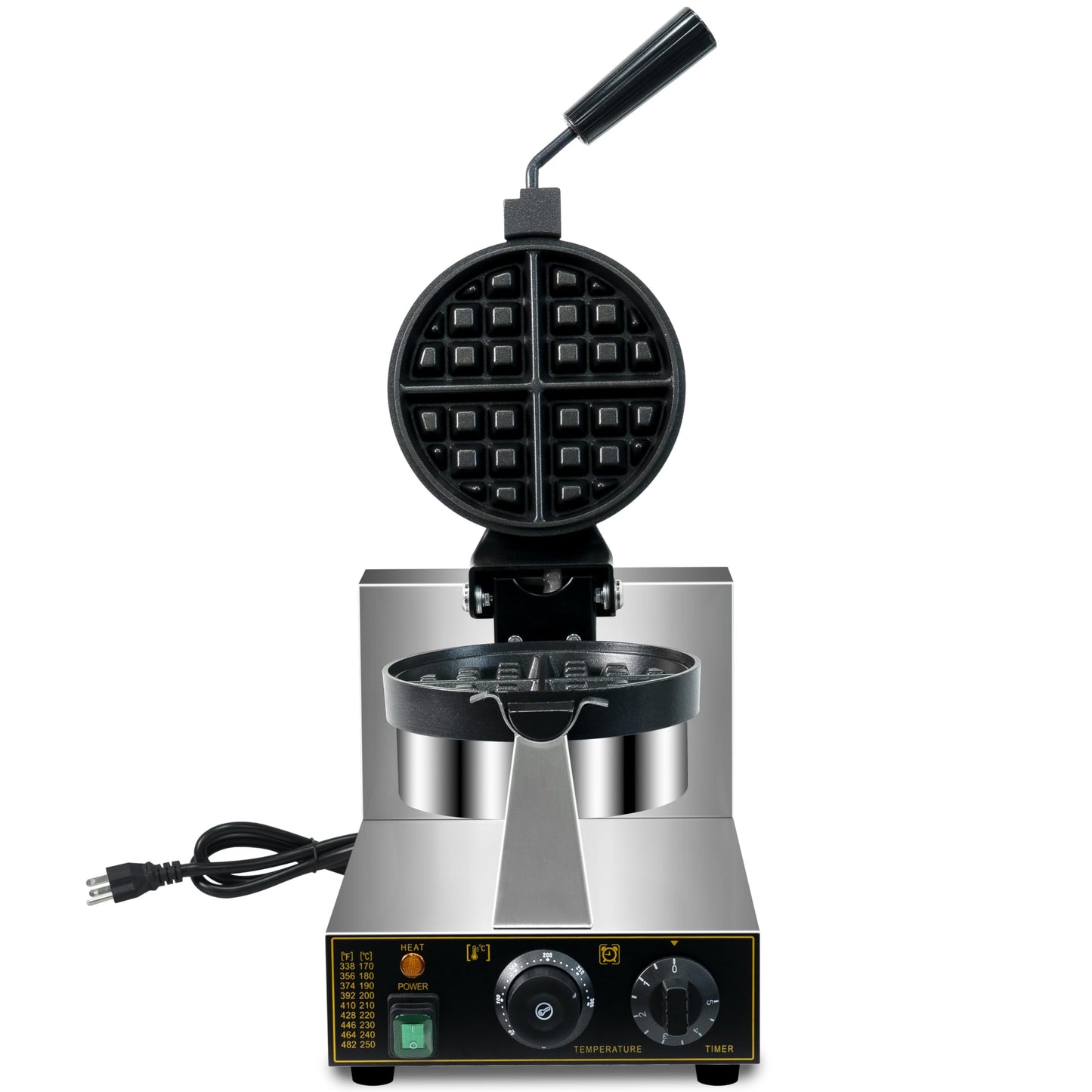 Commercial Waffle Maker, Professional Belgian Waffle Maker Round Waffle Iron Non-Stick 180° rotary Waffle Iron Machine With Temp and Time Control, for Restaurant Bakeries Kitchen Home 110V 1300W