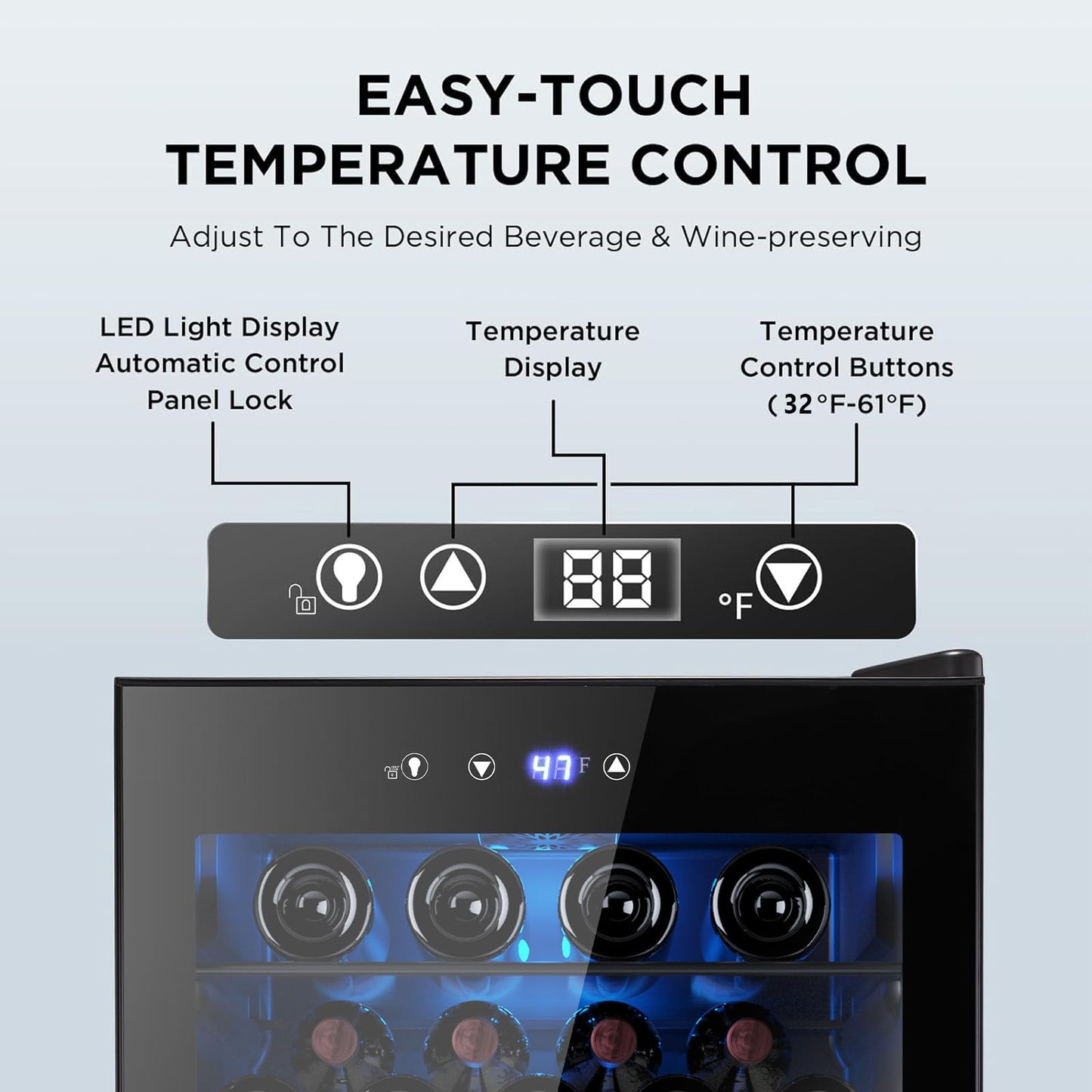 Electactic 37 Bottle Wine Fridge,Freestanding 145 Can Beverage Refrigerator with Smart Temperature Control，4.5 CU FT Quiet Mini Fridge with Child Lock Panel for Family Restaurant Bar, Black