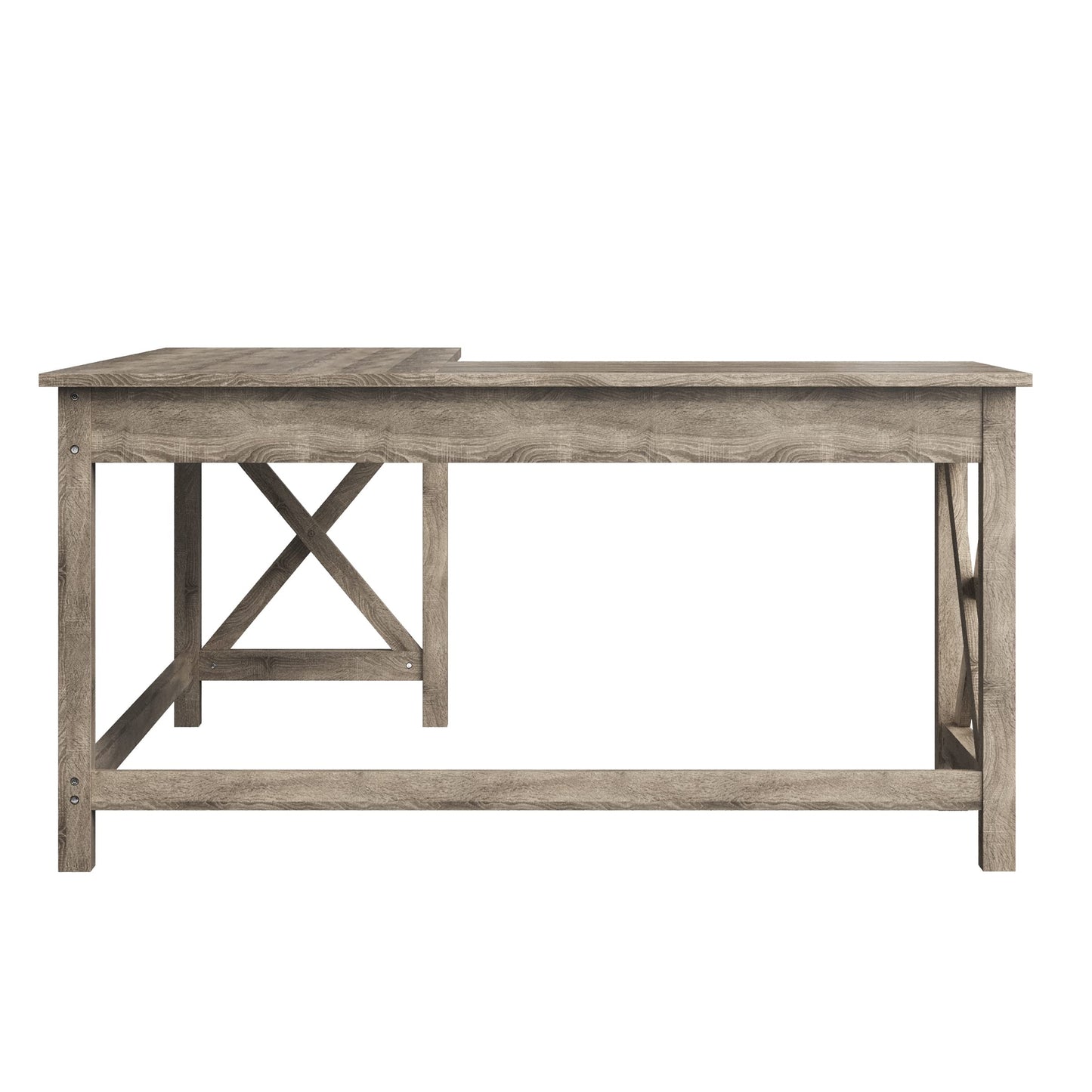 Lavish Home Computer Desk - L-Shaped Desk with X-Pattern Legs - for Office, Computer, or Craft Table - Desks for Home Office (Light Gray Wood Finish)