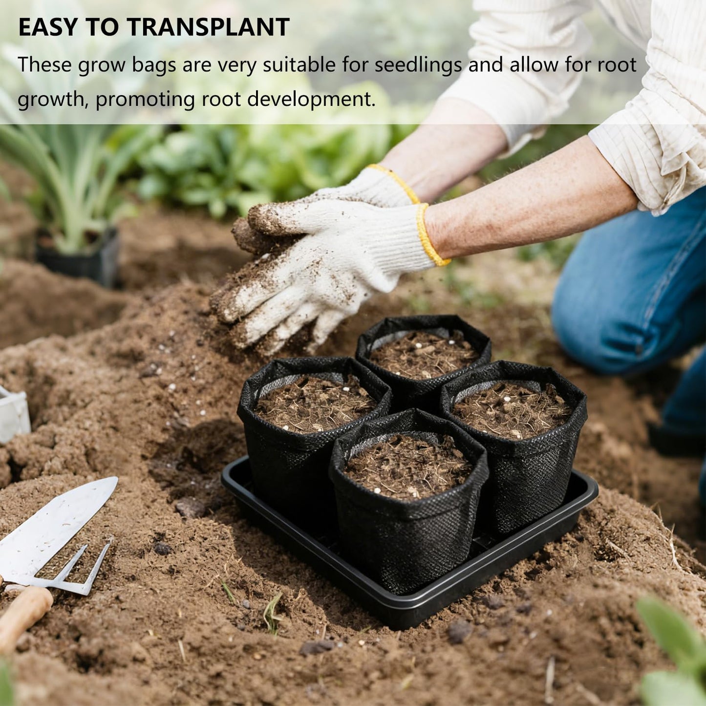 Belit 0.5 Gallon Nursery Growing Bags, 100 Pcs Non-Woven Plant Bag for Gardening, Potato, Flower, Tomato Plant Starts