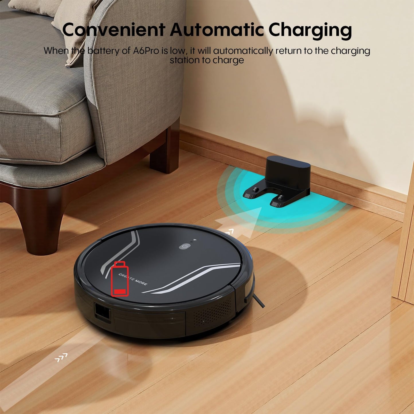 Bagotte Robot Vacuum and Mop, 5000Pa Mopping Robot Vacuum Cleaner with 3-in-1 Robotic Vacuum Cleaner, Multiple Cleaning Modes, Self-Charging, WiFi/Alexa/App, Ideal for Hard Floor, Pet Hair，Debris