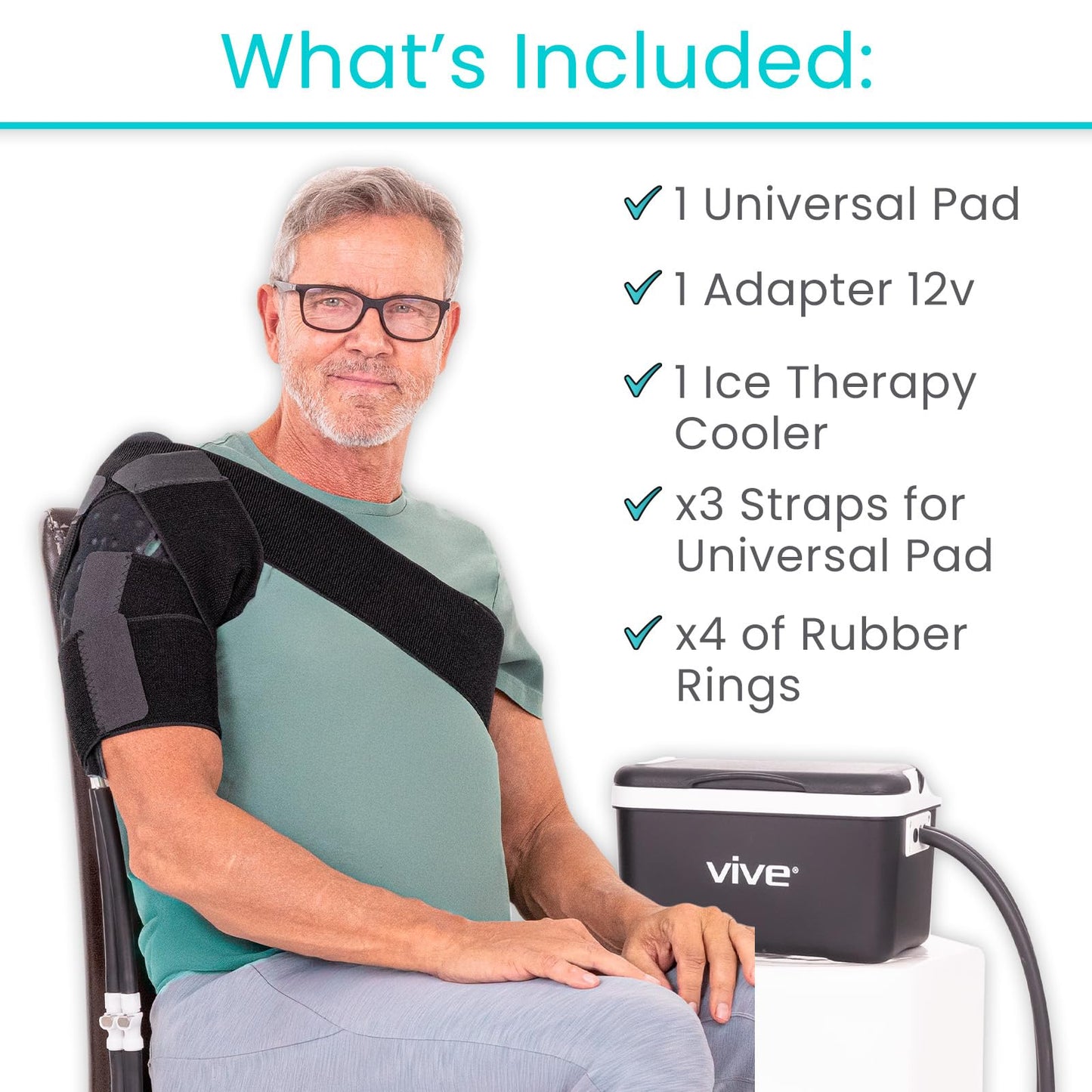 Vive Ice Therapy Machine for Knee & Shoulder - After Surgery Cold Therapy for Knee Hip Replacement, Rotator Cuff Injuries - Post Surgery Medical Cryotherapy System - Cooling Cryo Cuff (Black)