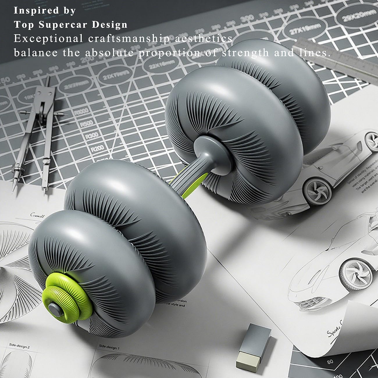 ZC FLYYD 5 in 1 Adjustable Dumbbell Set, Dumbbell/Barbell/Kettlebell/Medicine Ball, Weight Plates All-in-One Strength Training Kit for Home, Soft Rubber Coated Adjustable Workout Equipment - 44lbs