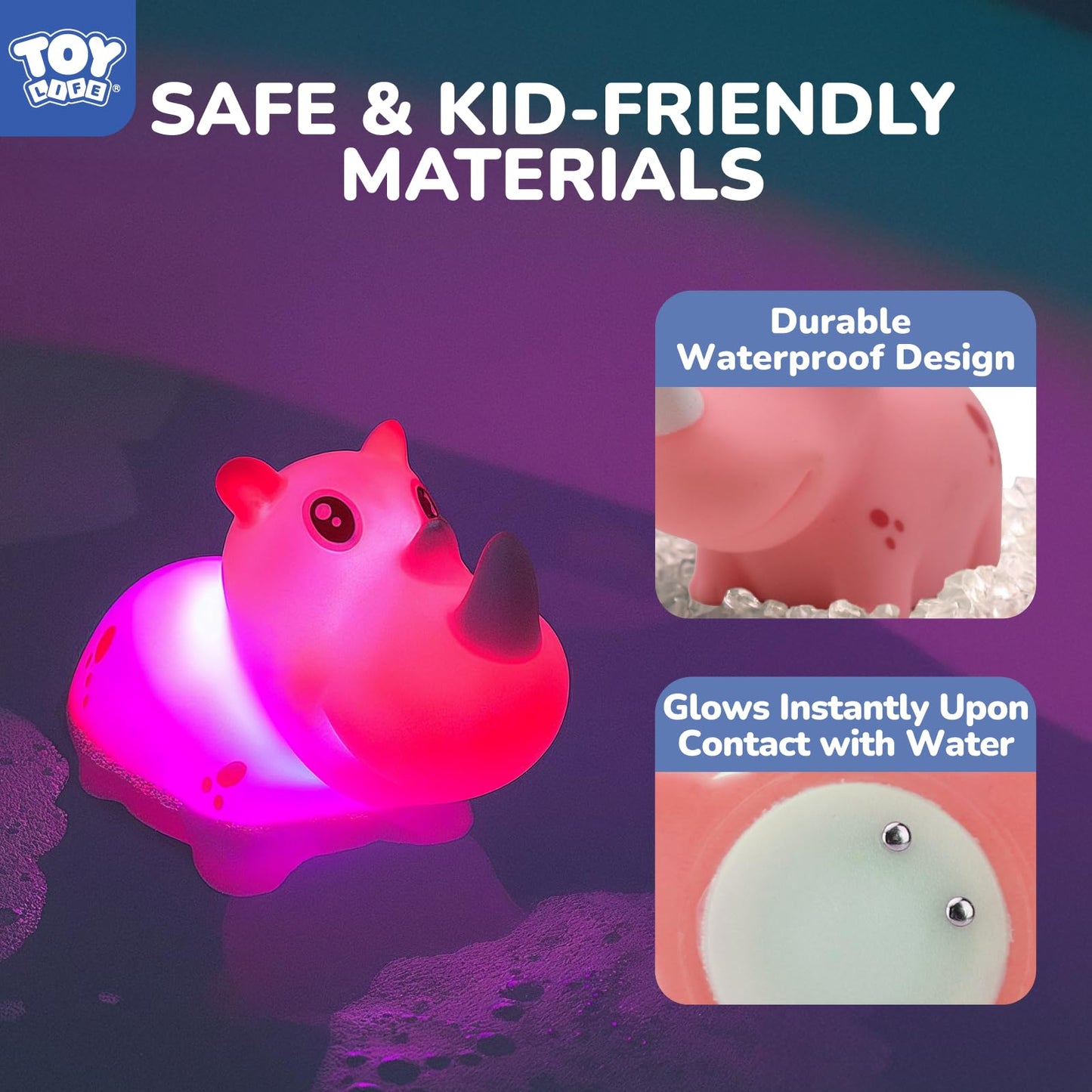 TOY Life 12 PCS Animals Light Up Bath Toys for Kids Ages 4-8, No Hole Glow Bath Toys for Kids, Baby Toddler Bath-Time, Bathtub Toy Gifts for Kids Girls Boys, Ideal for Shower, Bathtub, Pool