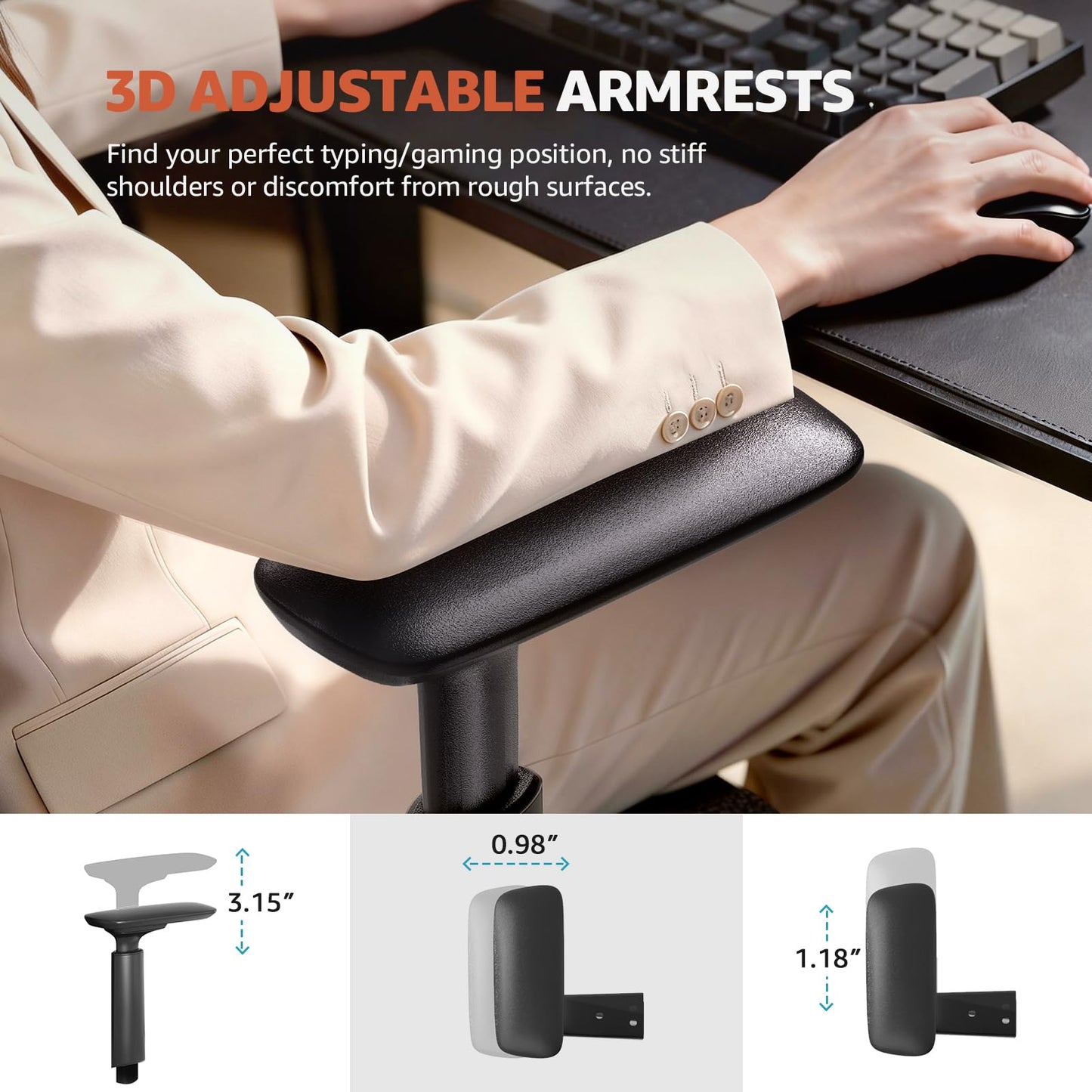 ErgoSift Office Chair Ergonomic Desk Chair,Home Mesh Chairs with Adjustable Lumbar Support, Comfortable Computer Gaming Chair, Office Chair for Long Hours (Black)
