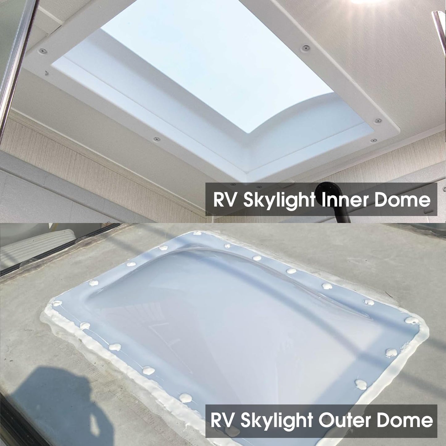 RV Skylight Replacement Bundle,18" x 26" RV Shower Skylight Cover Outer Dome Fit 14" x 22" Openings for Camper Motorhome Bathroom,Inner Dome with Window 14" x 22"+Polyurethane Adhesive Sealant,White