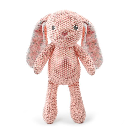 JUSTQUNSEEN Realistic Buuny Stuffed Animals, 11 inch Crochet Stuffed Animal Toys for Babies, Birthday and Easter Gifts for Girls and Boys, Knitted Cute Toy and Soft Plush Pink Rabbit Toys