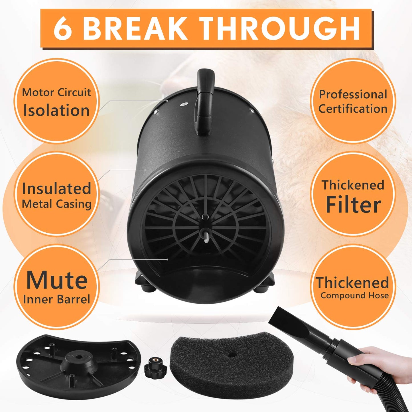77OZ Large Dog Water Bowl Dispenser with Pull-Out Travel Water Bowls for Dogs + Dog Dryer for Pet Grooming, 3.2HP Adjustable Speed Temp Pet Hair Dryer