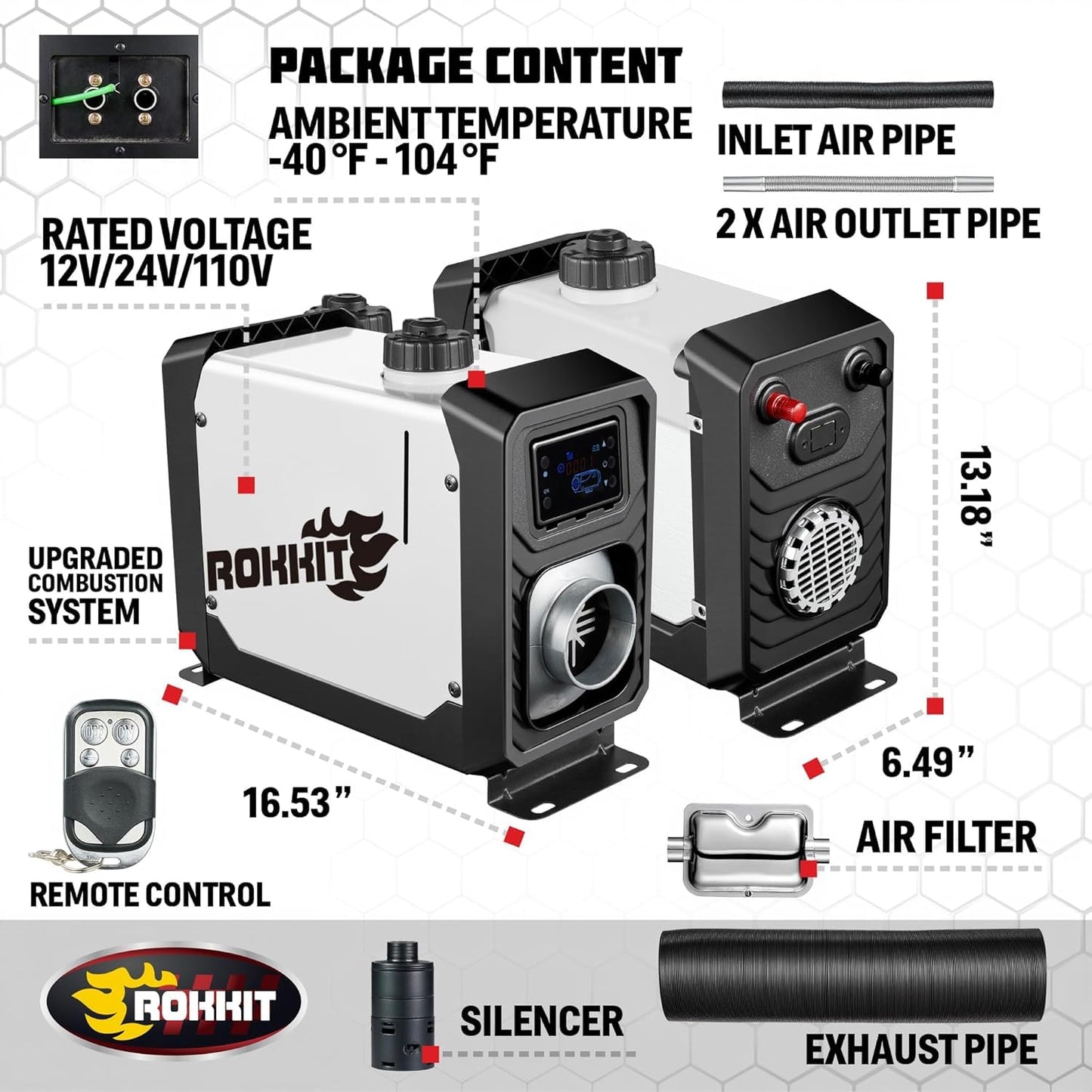 8KW Diesel Heater, 110V/12V All-in-One Diesel Air Heater, Portable Diesel Heater with LCD Monitor & Remote Control, Fast Heating Low Noise Diesel Parking Heater for Tent, Car, RV, Camper