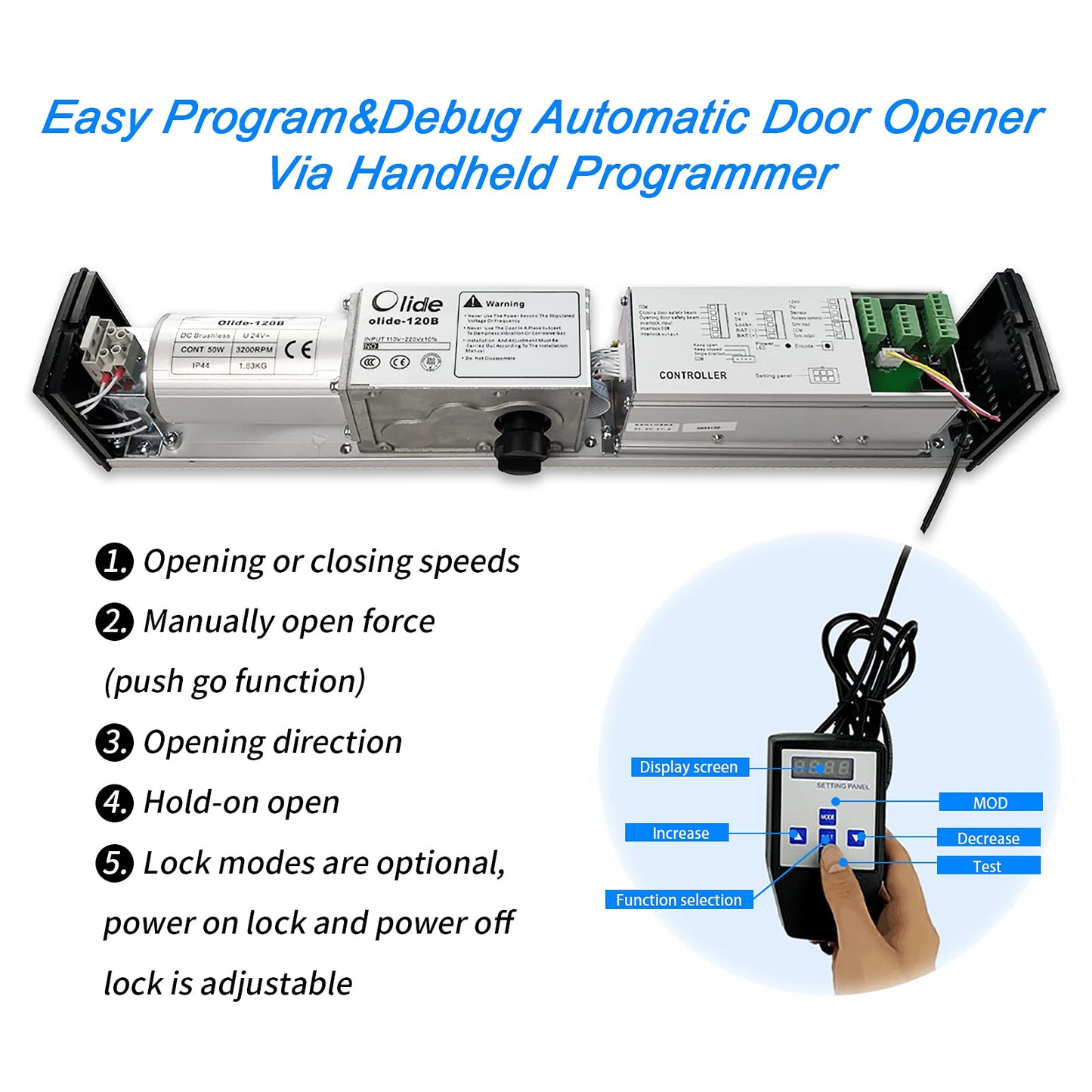 Olideauto Smart WiFi APP Control Automatic Door Opener,WiFi Built in Receiver Olide-510FW,Compatible for Alexa,Google Assistant Voice Control Auto Door with Wireless Push Panels