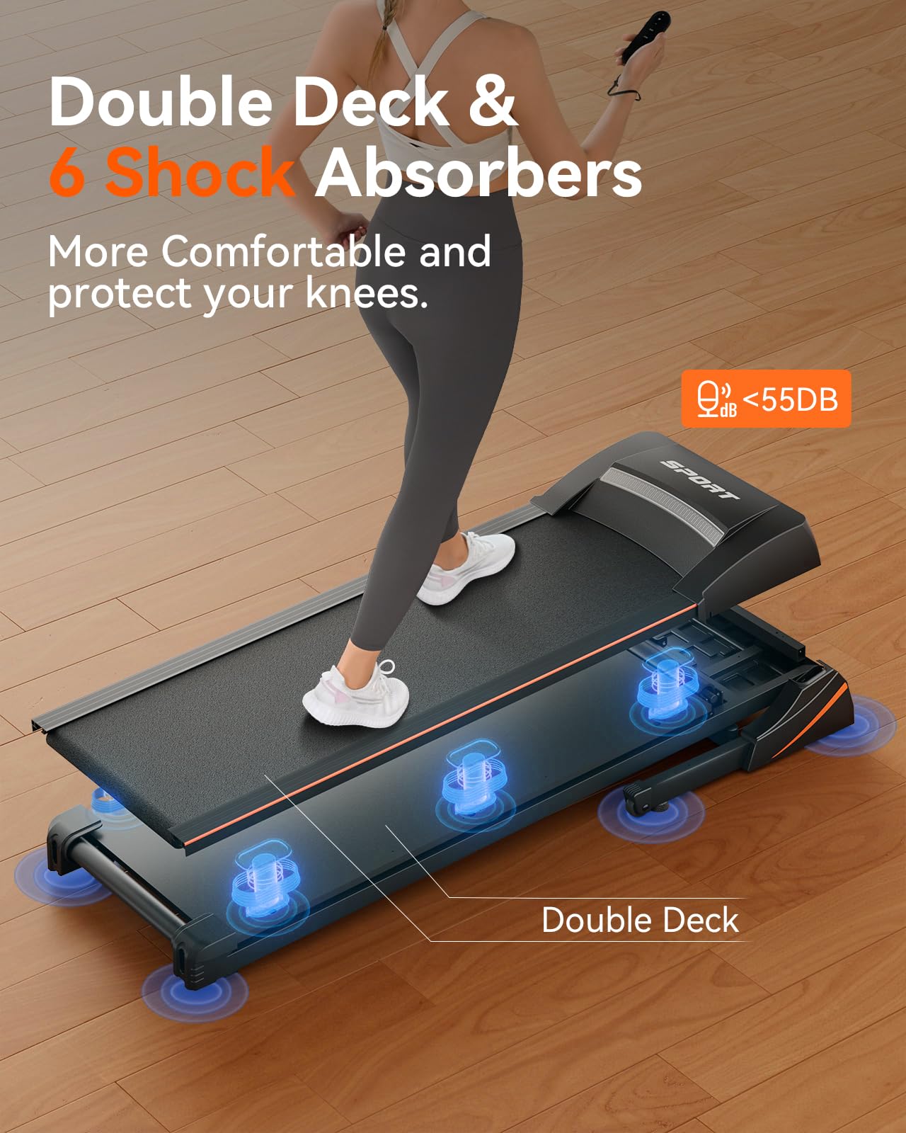 RENESTAR Treadmills for Home, Treadmill with 0-15% Auto Incline, 3HP Folding Treadmills for Running Walking with 300LBS Weight Capacity, Incline Treadmill Equipped with Bluetooth & Pulse Monitor