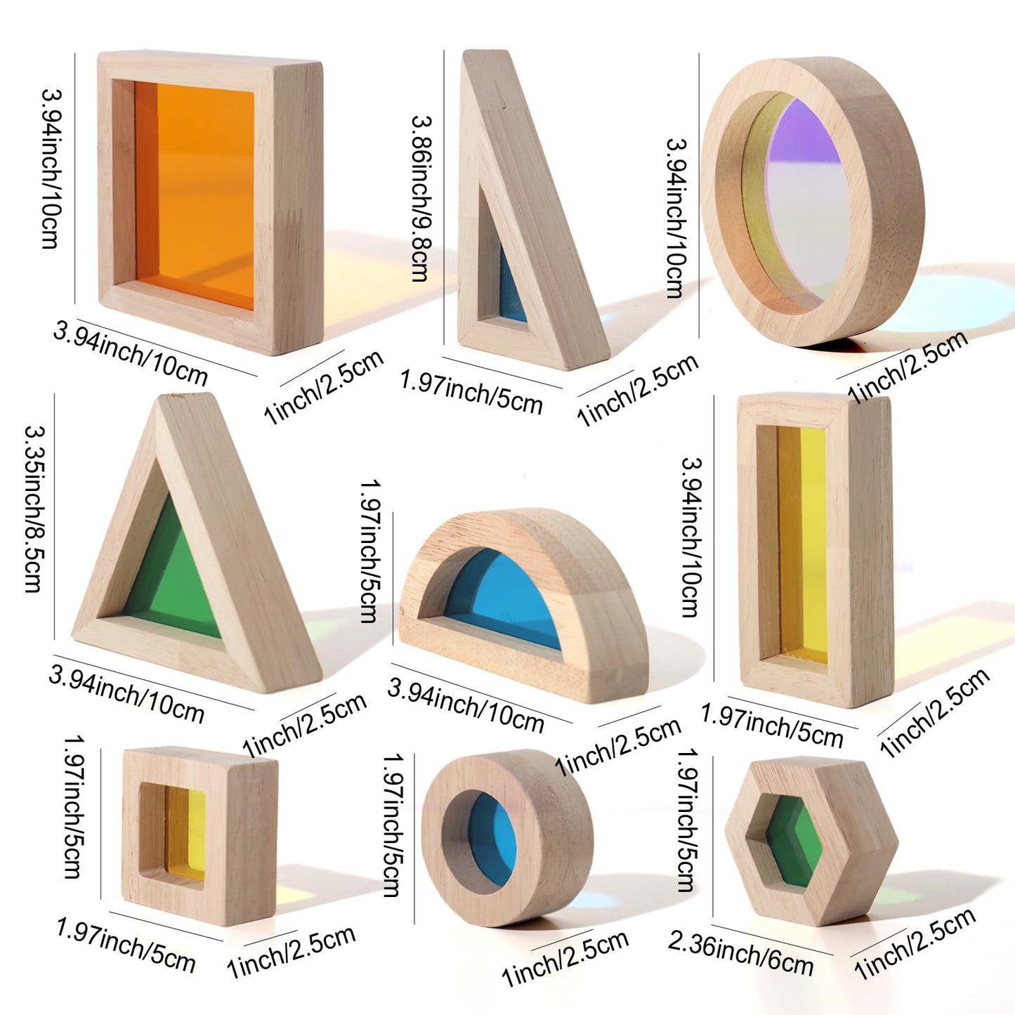 Dinhon 32-Piece Acrylic Rainbow Building Blocks Set for Kids - Colorful Stacking Blocks, Educational Toddler Puzzles, Preschool Learning Toys, Gifts for Ages 1 2 3 4 5 Boys and Girls