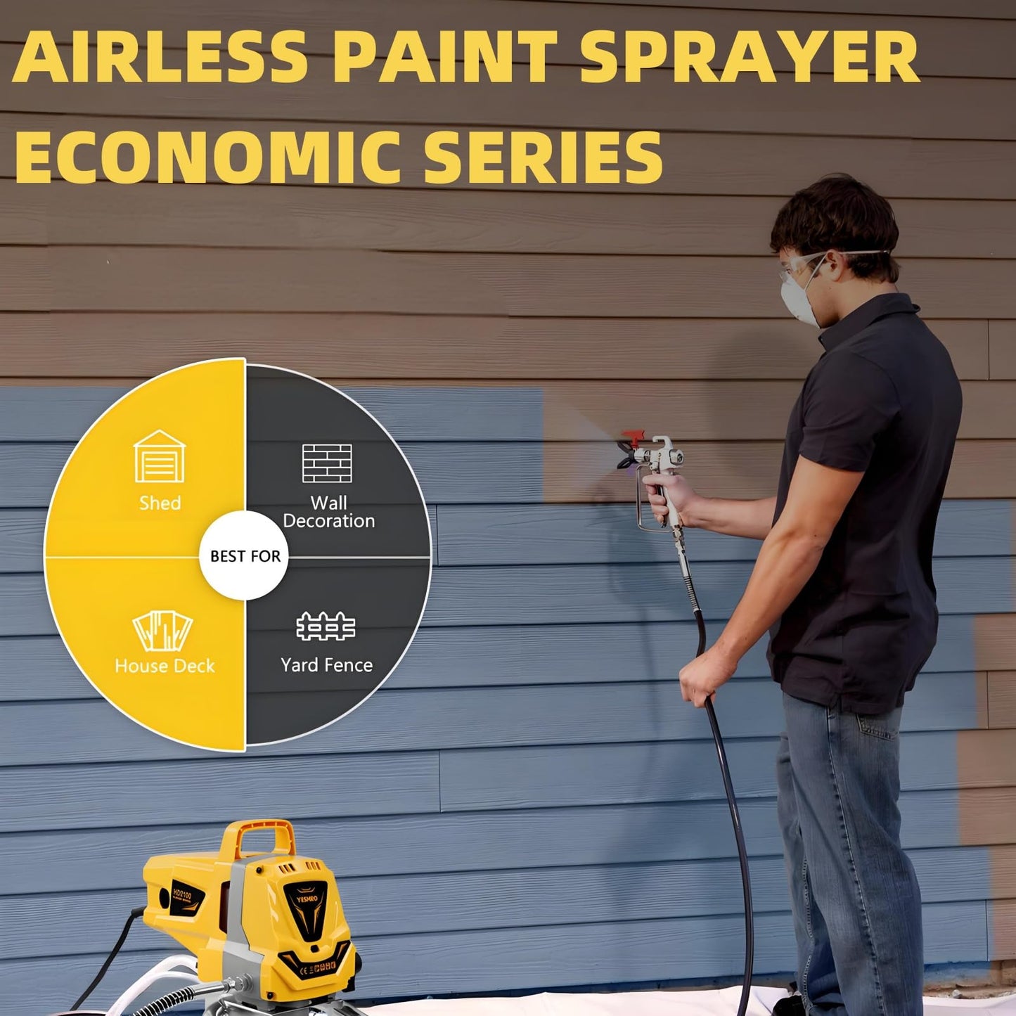 Airless Paint Sprayer for House Painting,1100W High Efficiency Airless Sprayer with Low Overspray,3300PSI Paint Sprayer for Home Interior Fence DIY Garage,DIY Handyman