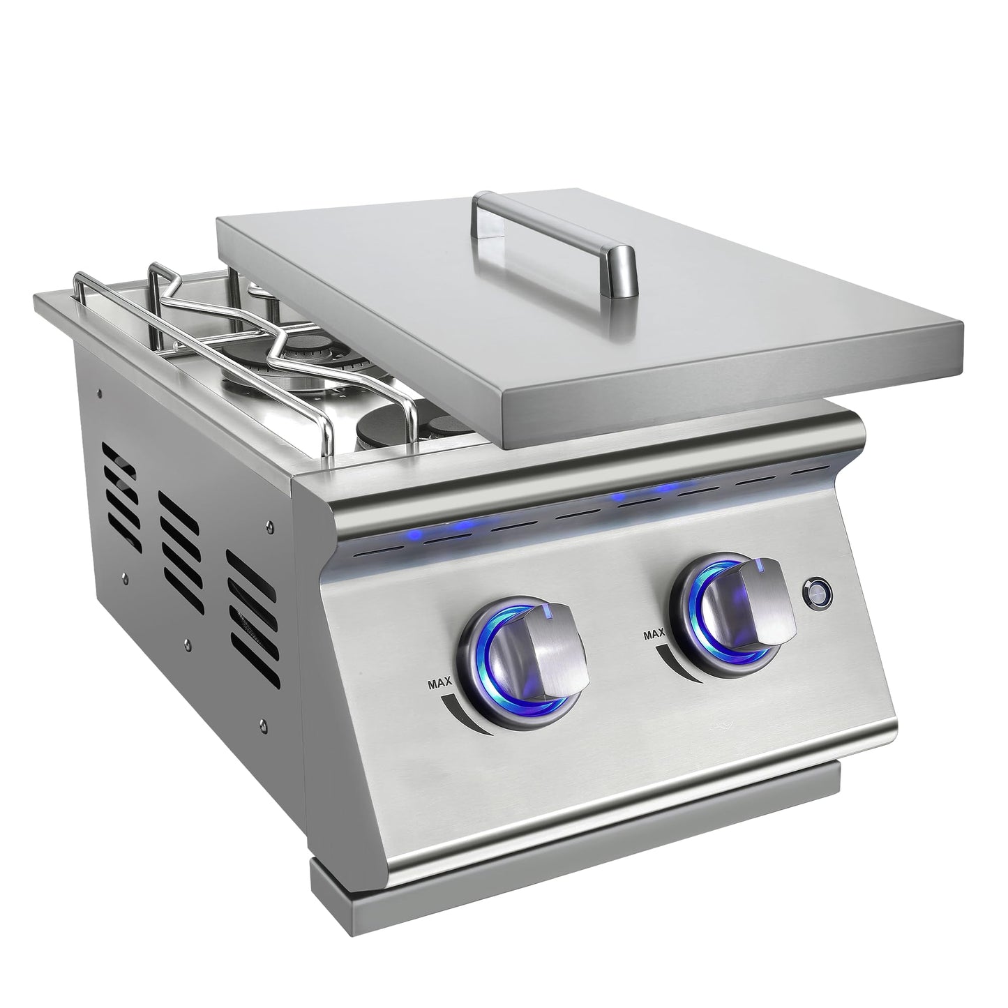 Livory Double Grilling Side Burners for Outdoor Kitchen, 2 * 15,000BTU Natural Gas Burners, Sturdy 304 Stainless Steel, with Liquid Propane Kit, Built-in Side Burner for BBQ Island Grill