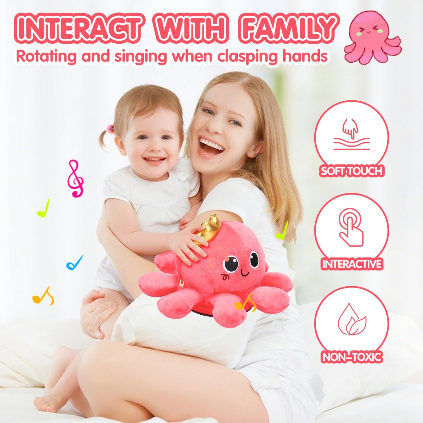 Baby Toys 6-12 Months Musical Crawling & Walking Octopus Plush Light up Stuffed Animal Dancing 1 Year Old Girl Gifts Music Sensory Infant Toy 0-6 7 8 9 Months Learning Newborn Baby Girls Birthday Gift