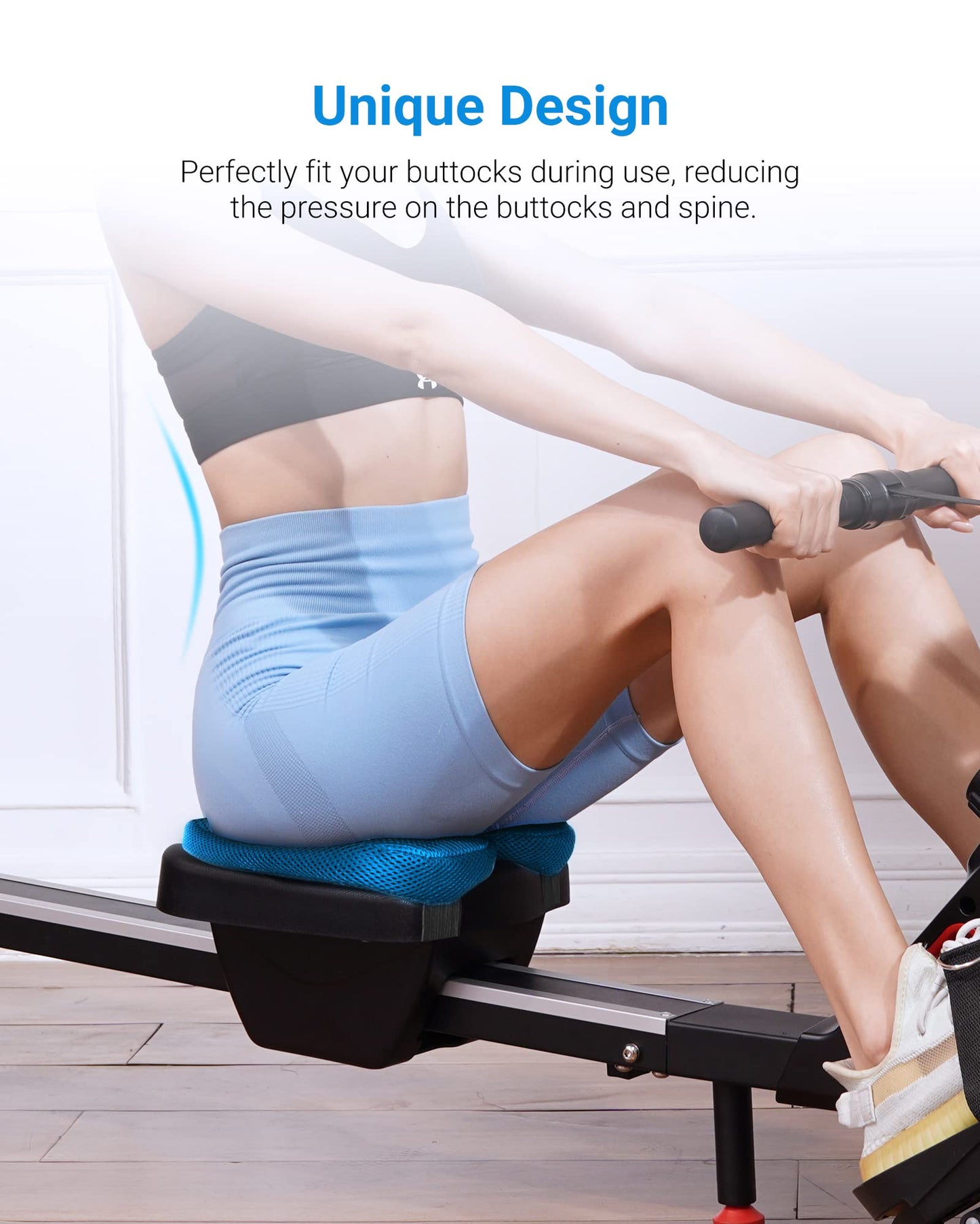 Rowing Machine& seat cusshion, Magnetic Rower Machine with Dual Slide Rail, 16 Levels of Electromagnetic Resistance, Max 350lb Weight Capacity, Rowing Machines for Home Use