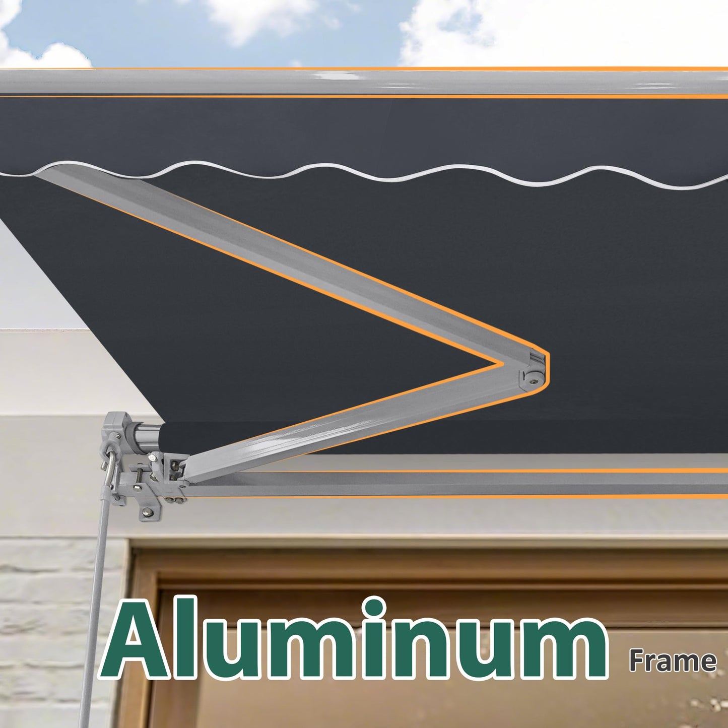 MCombo Patio Awning 12x8 Feet Sunshade Canopy for Manual Retractable Awnings, 4664 (Dark Grey, 12x8ft)