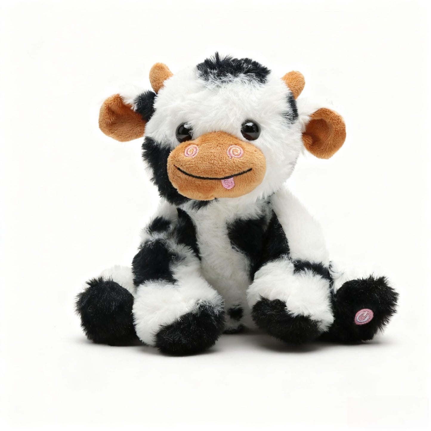 unsnurnoch 9.8" Glowing Cow Plush Toy, Soft Light-Up Black Cow Stuffed Animal for Kids, Night Light Comfort Toy for Sleeping, Birthday for Boys and Girls