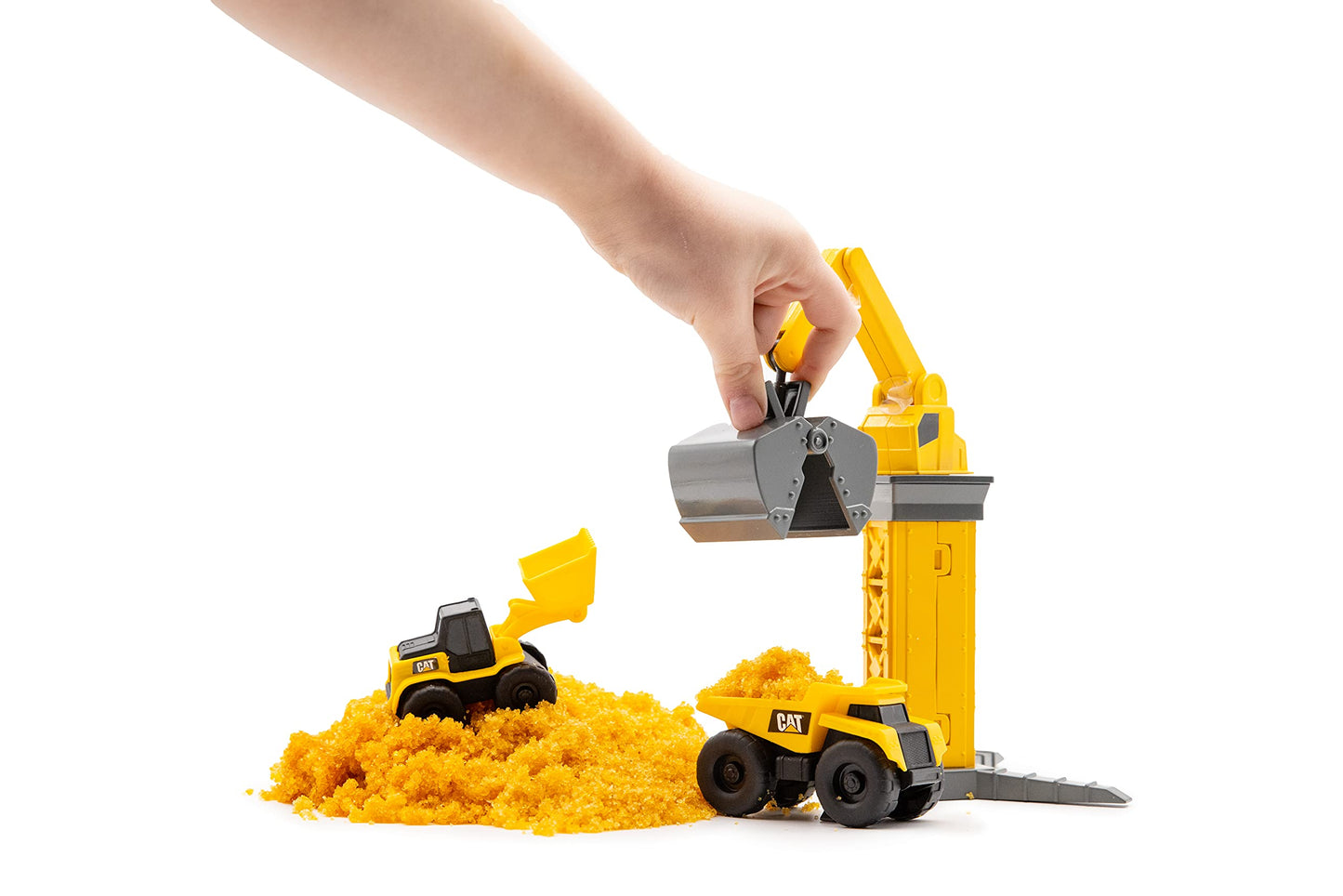 CAT Construction Toys Little Machines Ground Crew Playset with Insta-Dirt - Sensory Toys for Kids Ages 3 and Up - 15X Fast-Growing Dirt Compound & 2 Vehicles - Ideal Gift for Boys & Girls