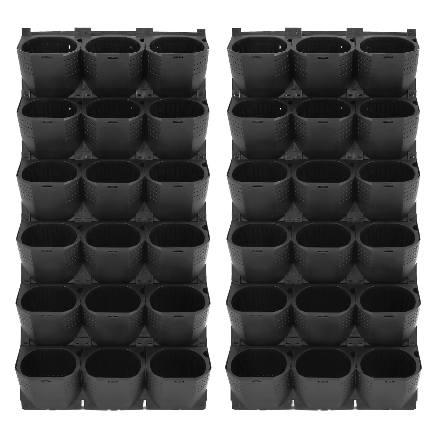 HAOREBAIYU Wall-Mounted Flower Pot Holder for Indoor Outdoor Use on Balcony, Patio, Garden (36-Slot Black)