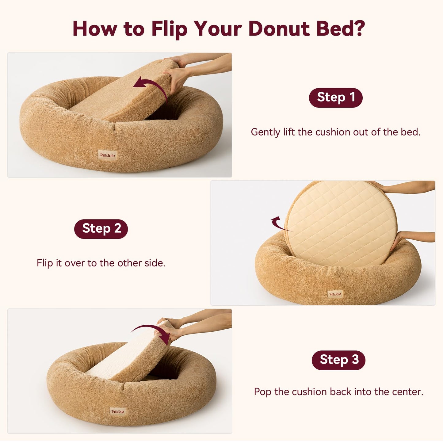 Cooling Calming Donut Dog Bed for Large Dogs – Orthopedic Memory Foam Round Dog Bed for Anxiety Relief & Senior Joint Support, Waterproof Liner, Washable Removable Cover & Non-Slip Bottom