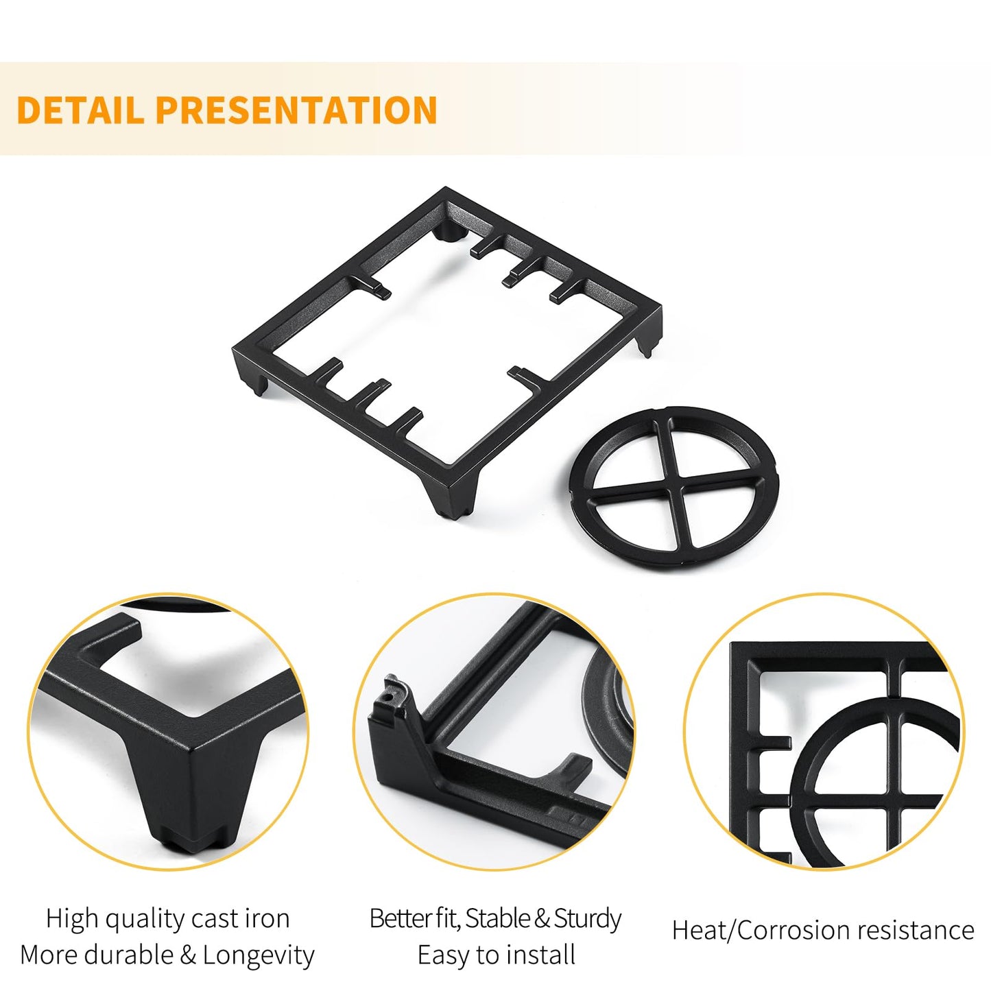 Allstare W11380124 Burner Grate Replacement Parts for Whirlpool KitchenAid Gas Range Parts Dual Fuel Range Cooking Grate 11’’ x 10.8’’ KFDC558JSS00 KCGC506JSS Stove Oven Cast Iron Cooktop Grate 1 Pack