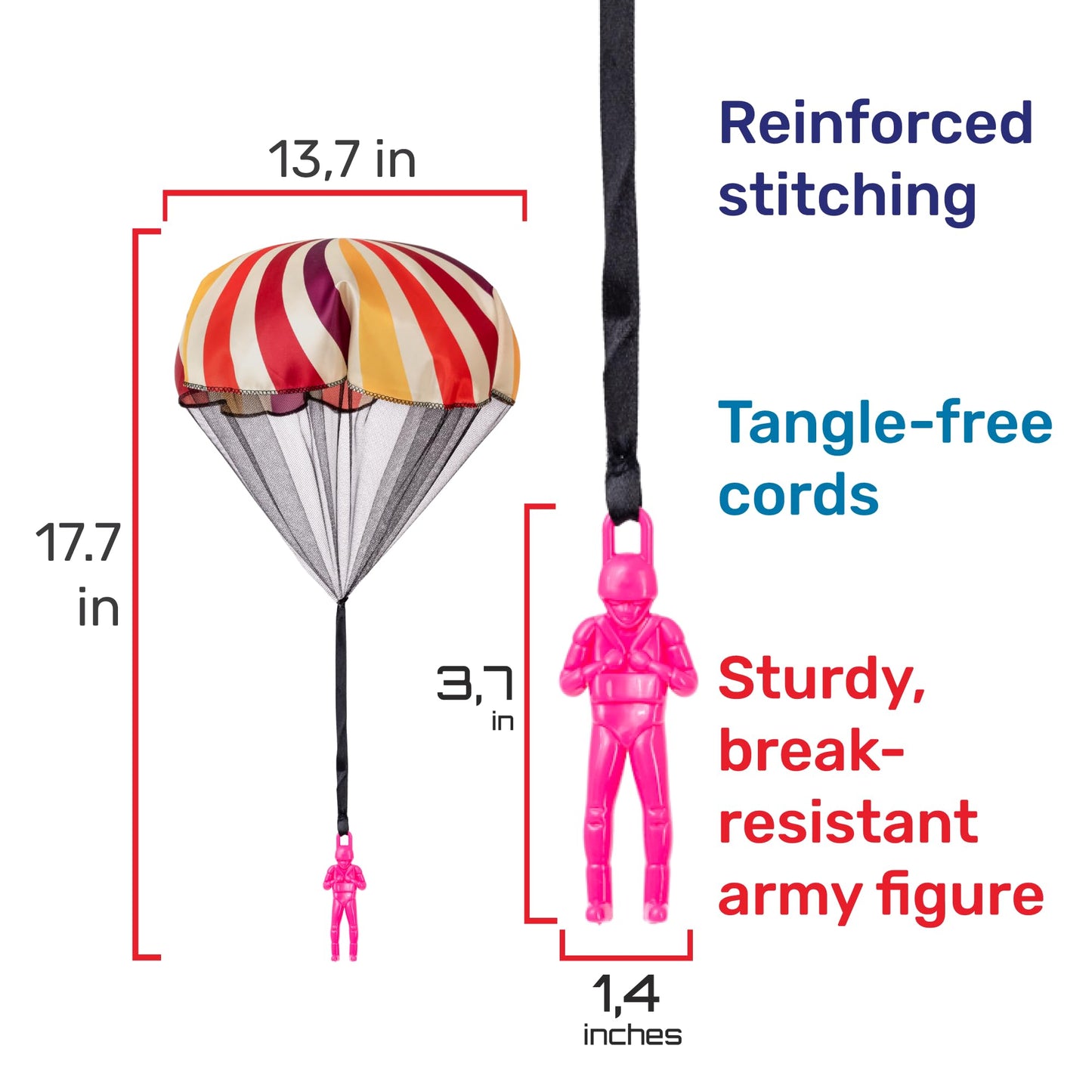 NUTTY TOYS Parachute Toys for Kids - Tangle Free Outdoor Flying Parachute Men, Top Indoor & Outside, 3 4 5 6 7 8 9 10 11 12 Year Old, Best Christmas Stocking Stuffers Idea 2025 Unique Boy & Girl Gifts