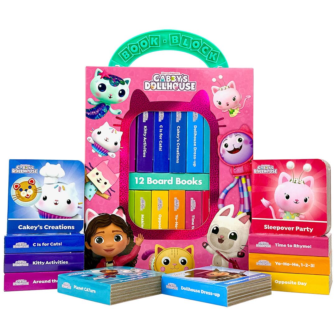 DreamWorks Gabby’s Dollhouse - My First Library Board Book Block 12-Book Set - First Words, Alphabet, Numbers, and More! - PI Kids