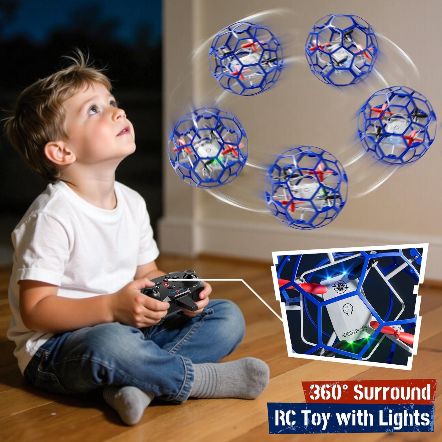 JUKUDAHU Remote Control Helicopter for Kids 8-12, 2.4 GHz RC Helicopter Ball with Lights, 360° Flips, Flying Toy Ball, Outdoor Toy for Boys Girls Ages 8-16, Toy Gifts for 8 9 10 11 12