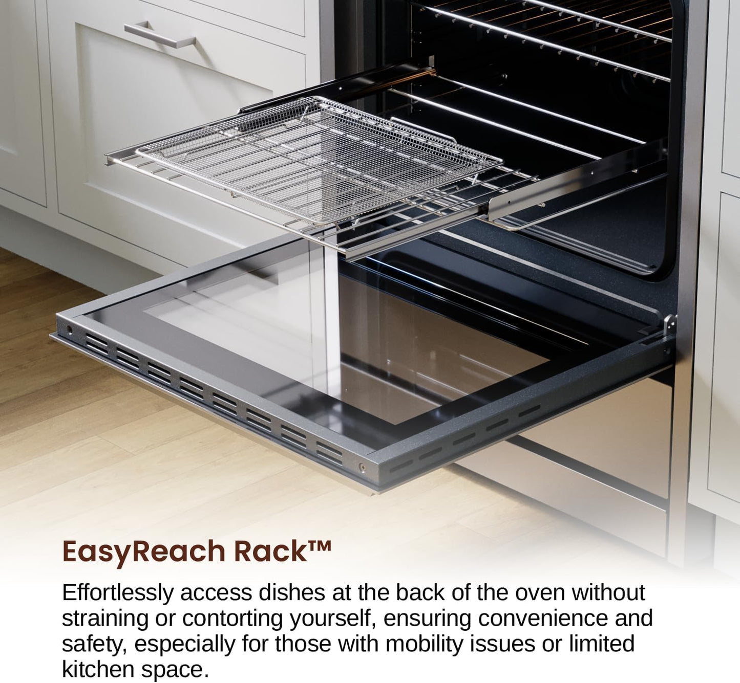 Rangaire RRE241TS 24" Electric Range Oven with Timer - Stainless Steel, Infrared Stove Burners, True Convection, Easy Reach Racks