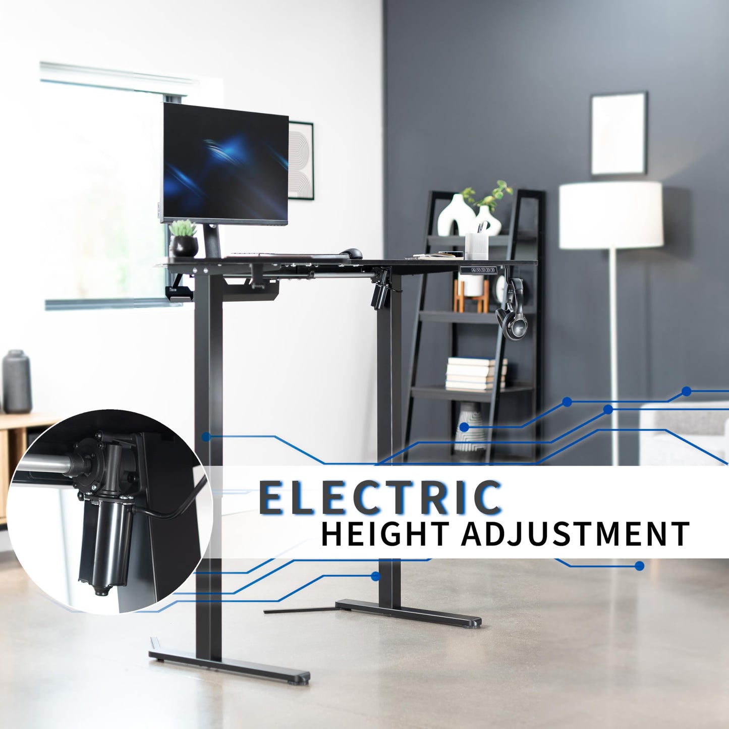 VIVO Electric Corner L-Shaped 47 x 47 in Standing Desk, Memory Height Adjustment, Black Top Black Frame, DESK-E1L94B