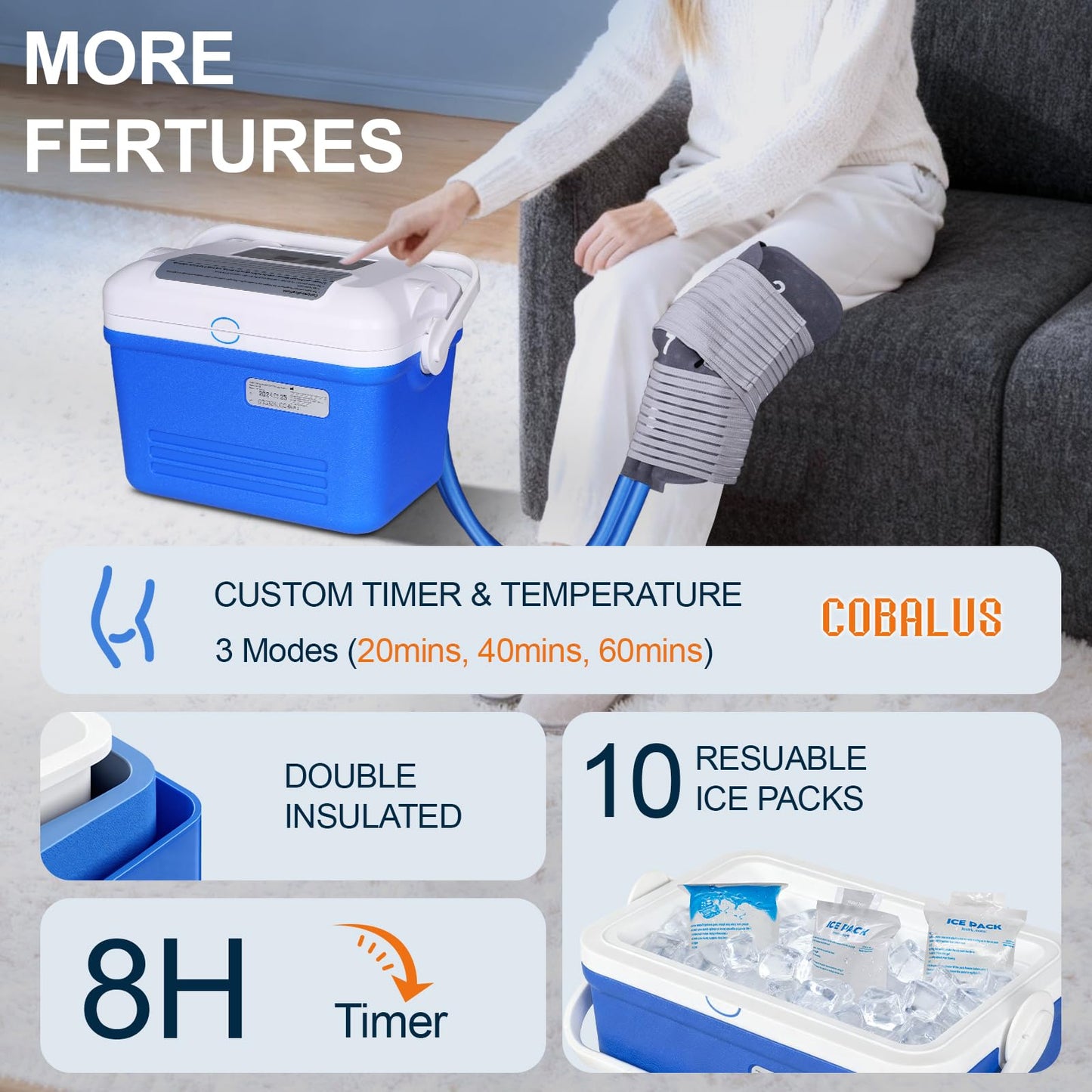 Ice Machine for Knee after Surgery, Cold Therapy Machine, Portable Ice Therapy Machine for Knee, Shoulder, Hip & Ankle with Programmable Timer, Cryotherapy Pain Relief for Sports Injuries and Swelling