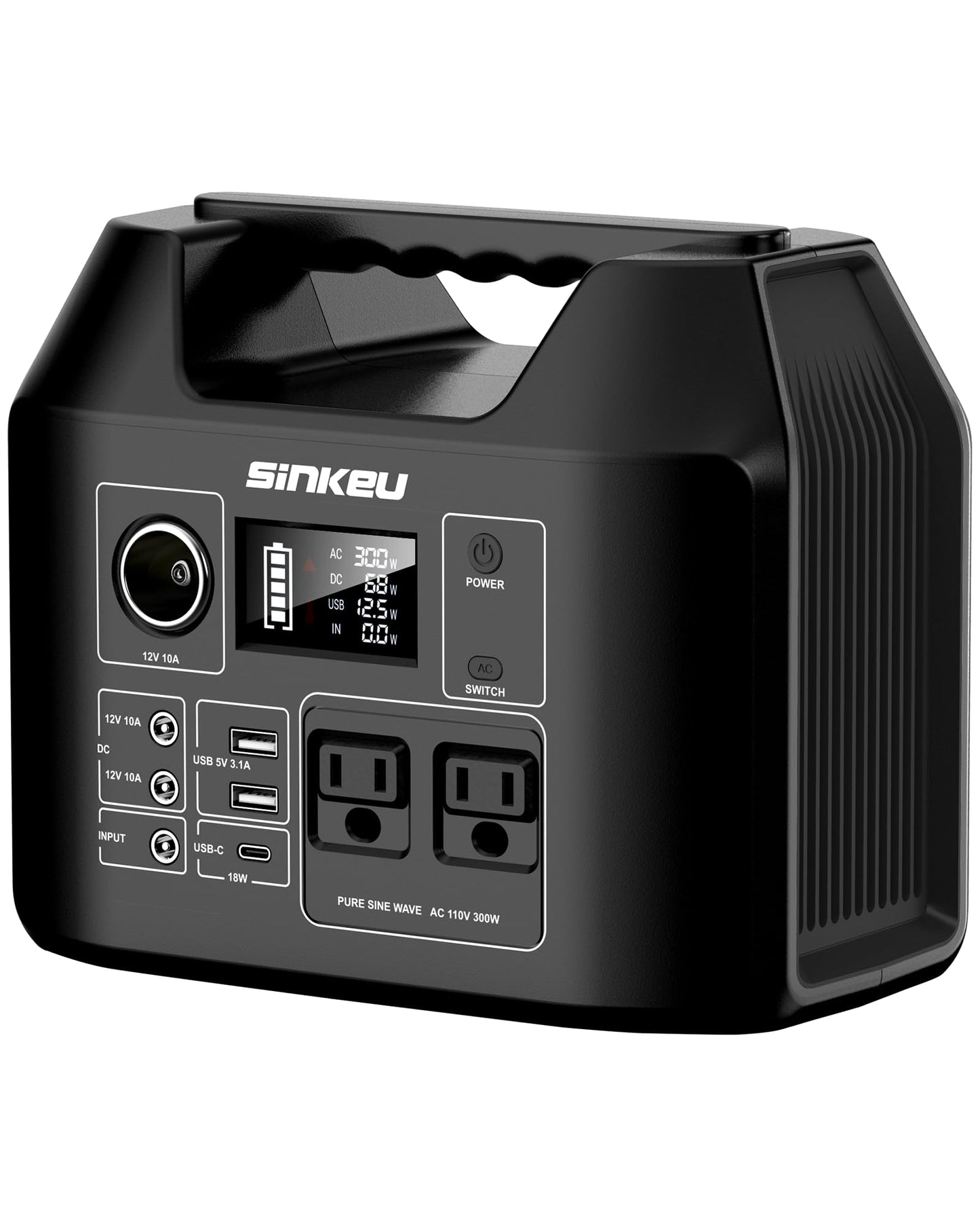SinKeu Portable Power Station 80000mAh,256Wh LiFePO4 Battery Backup,300W AC Outlets, Power Bank for Hurricane Emergency Outdoor Camping RVs Home