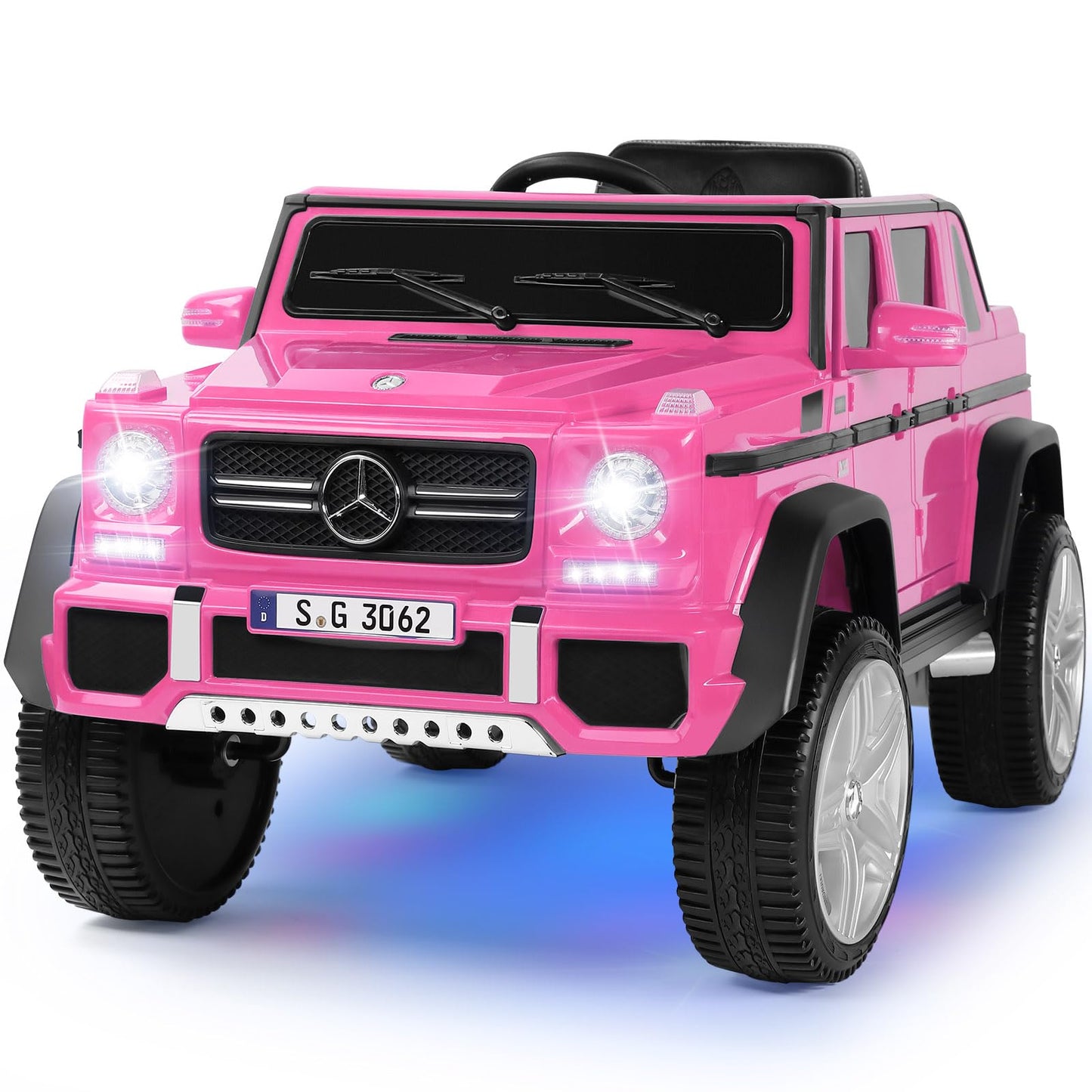 JOYLDIAS Ride On Cars, Licensed Mercedes-Benz Maybach G650S, 12V7AH Battery Powered Toy Electric Car for Kids W/LED Underglow Lights,Remote Control, 2 Motors, 3 Speeds, Music, Bluetooth,Horn,Pink
