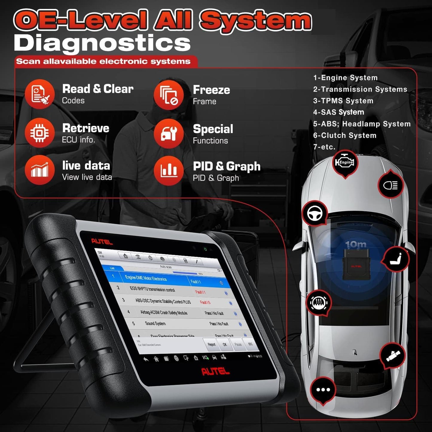 Autel Scanner MaxiCOM MK808BT PRO, 2026 Bidirectional Diagnostic Scan Tool as MK900BT, 2.0 BT Ver. of MK808S MX808S MX900 MK900, 3000+ Active Tests, 28+ Reset, Injector Coding, All Systems, FCA, OS 11